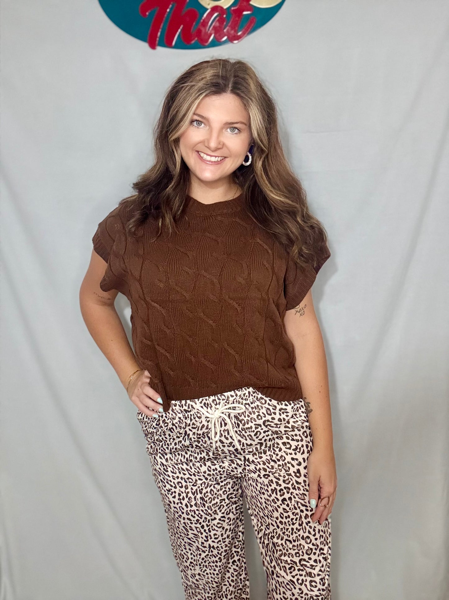 Chestnut Sleeveless Oversized Sweater Knit Top