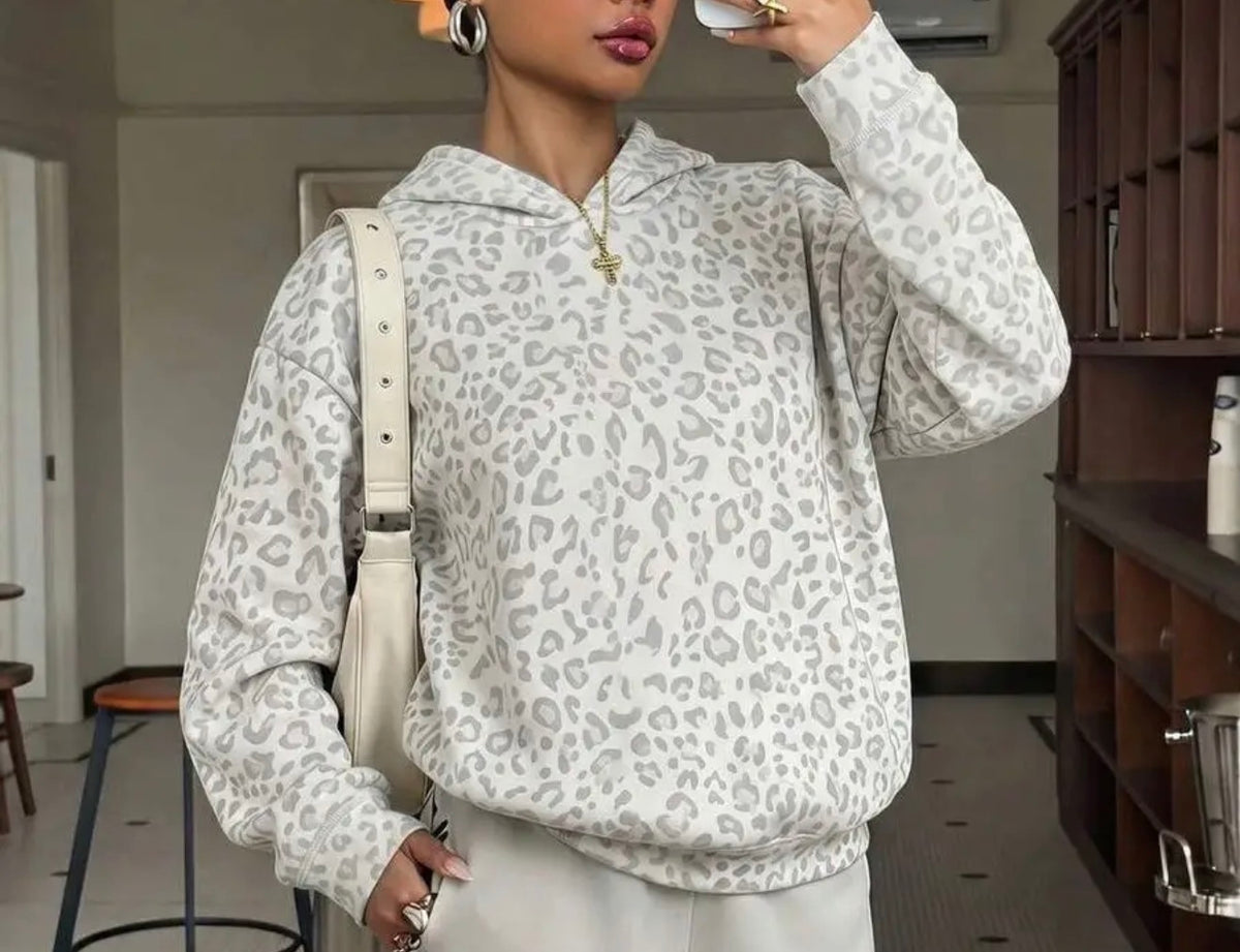 Grey Leopard Hoodie