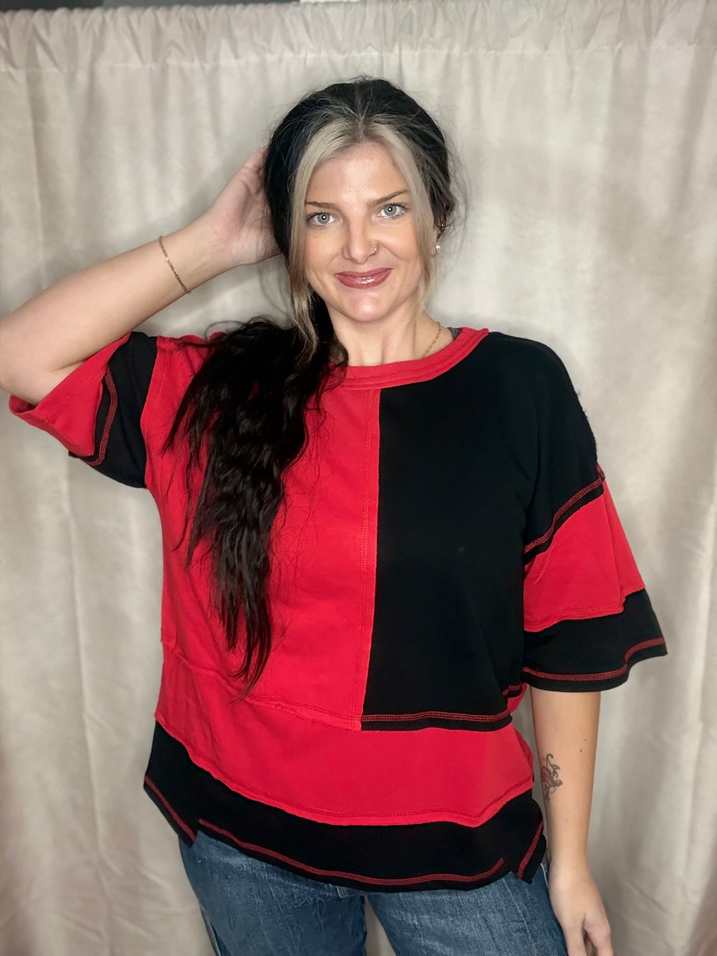 Oversized Colorblock Game Day Top