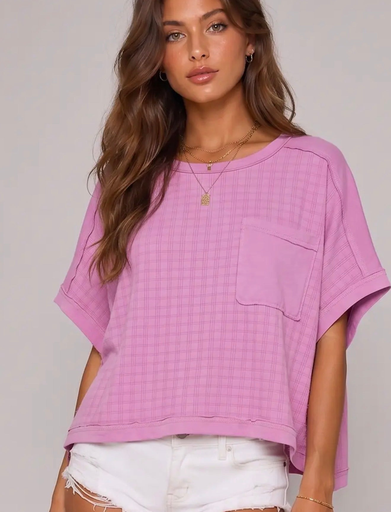 Orchid Textured Knit Casual Top
