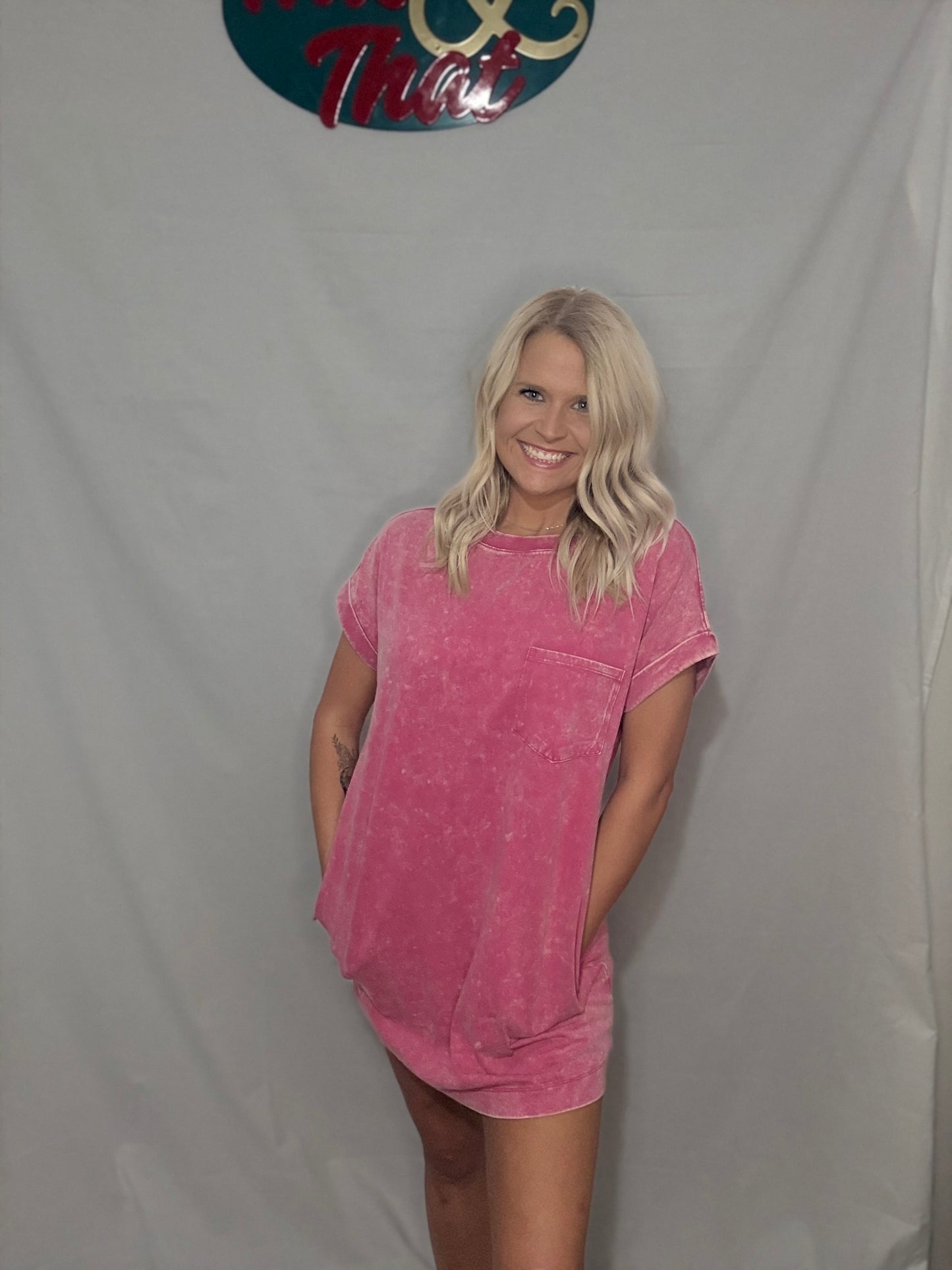 Ash Pink acid wash tshirt dress