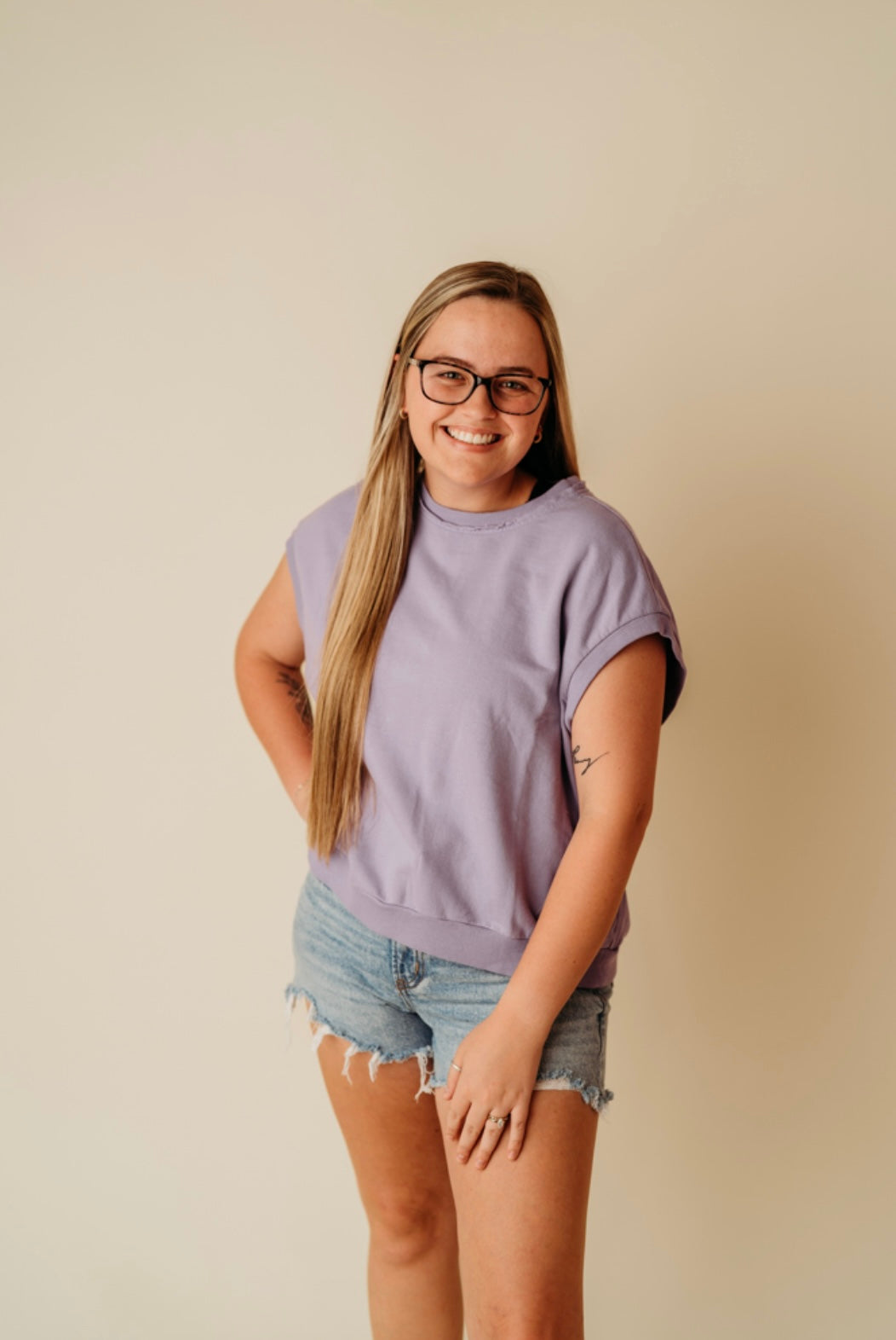 Lavender French Terry Sleeveless Top