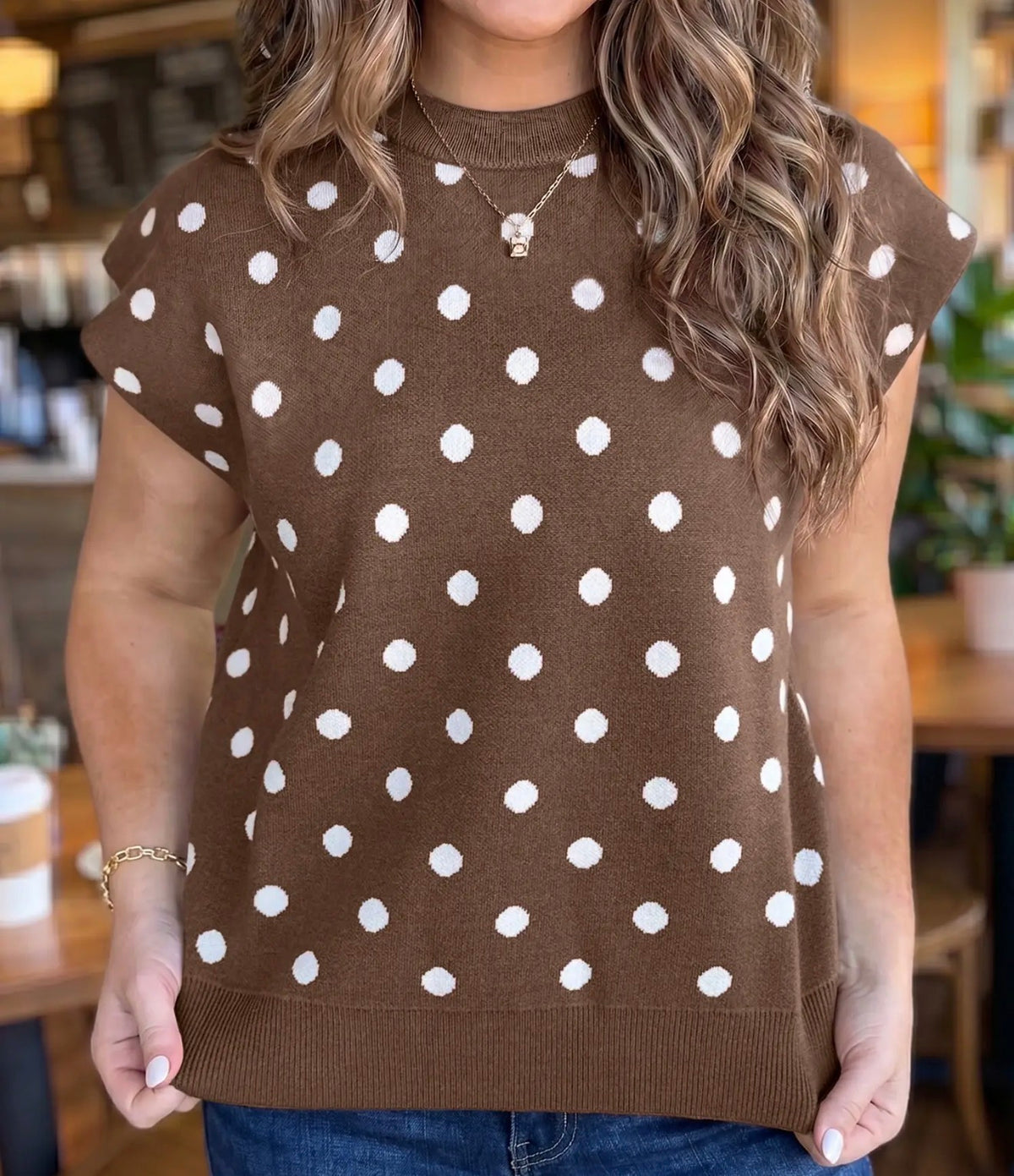 Brown Polka Dot Sweater