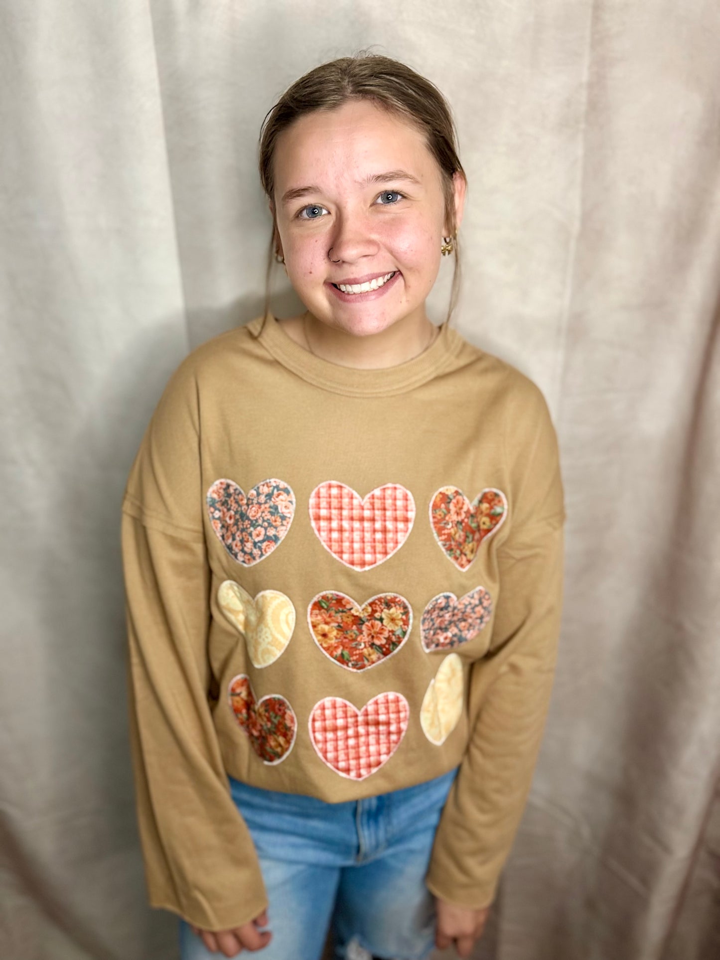 Yellow Plaid Floral Hearts Top