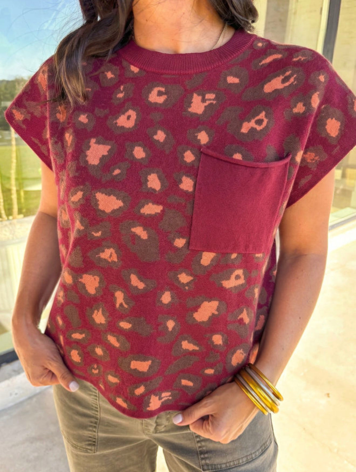 Red Leopard Knitted Sweater