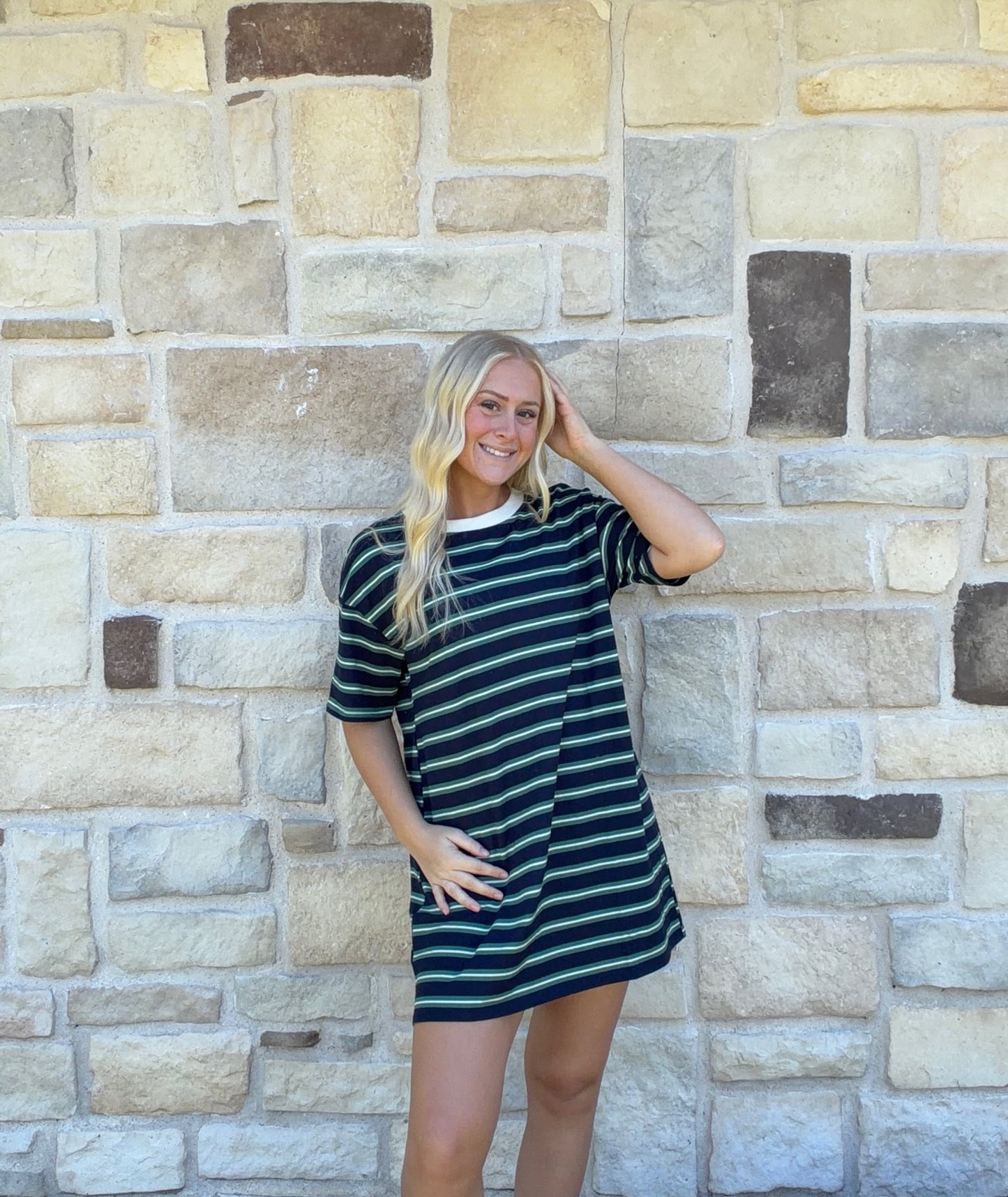 Navy Multi Stripe Tshirt Dress