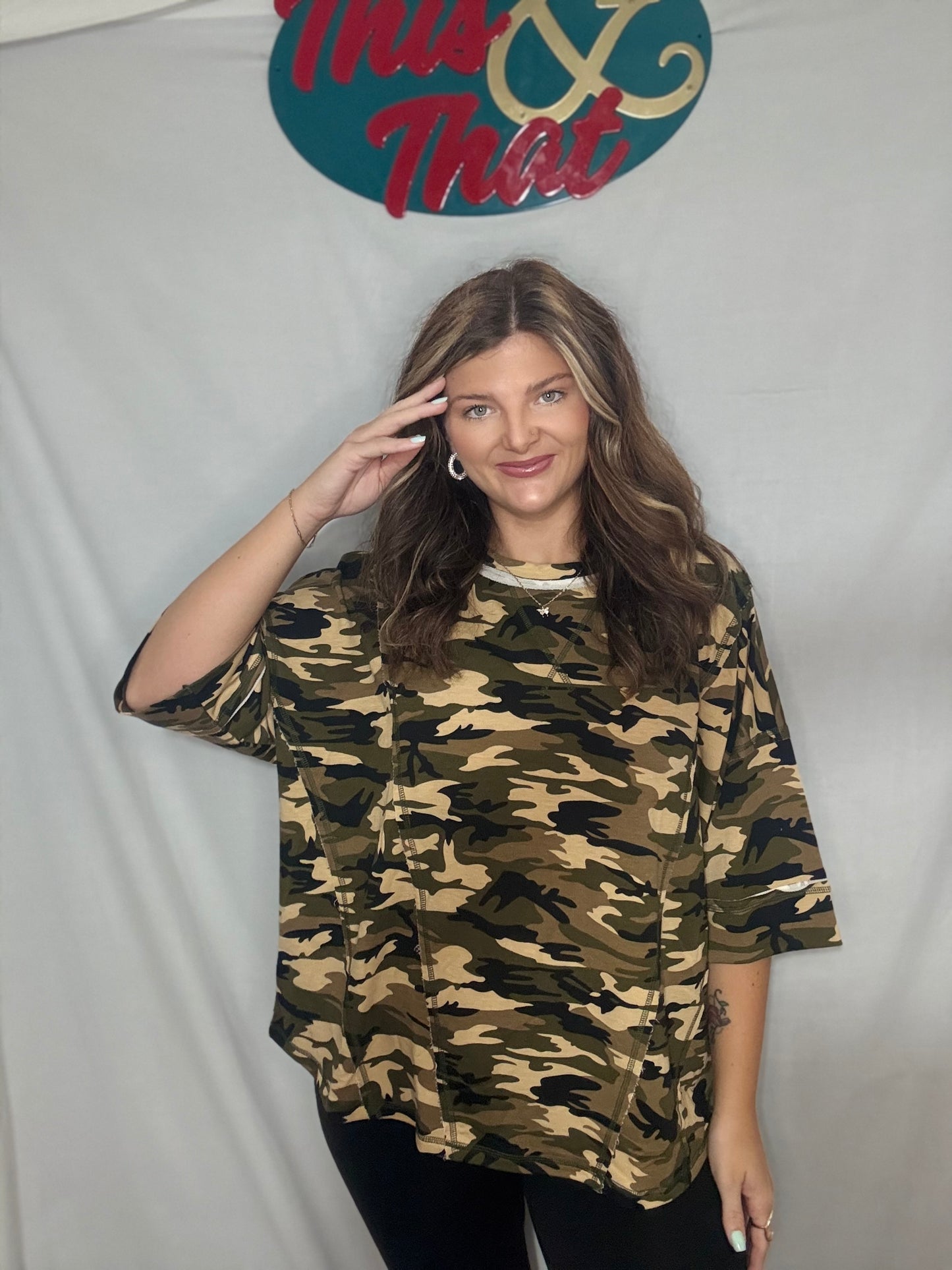 Relaxed Oversized Camo Top