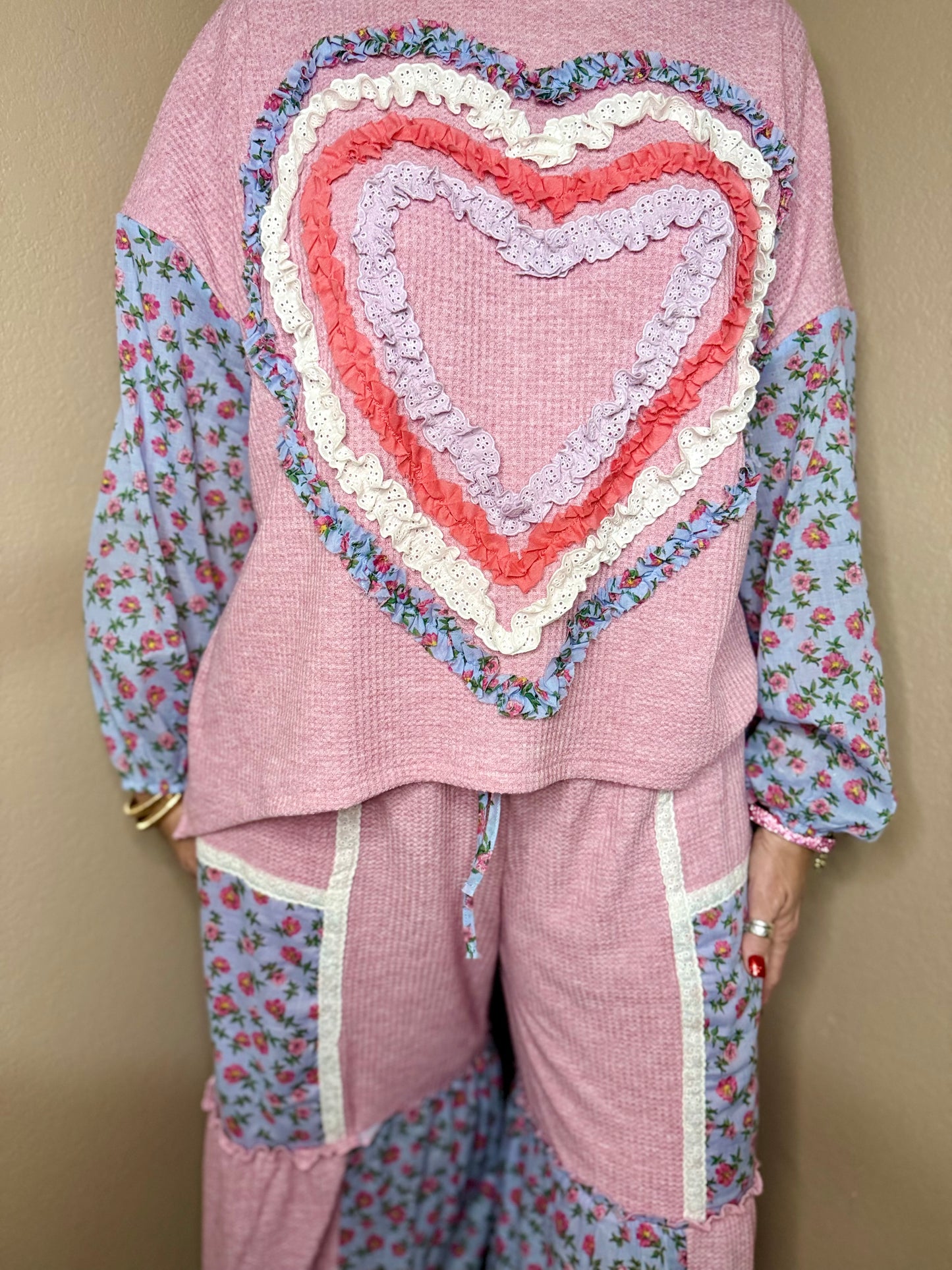 Ruffle Layered Heart Patch Top