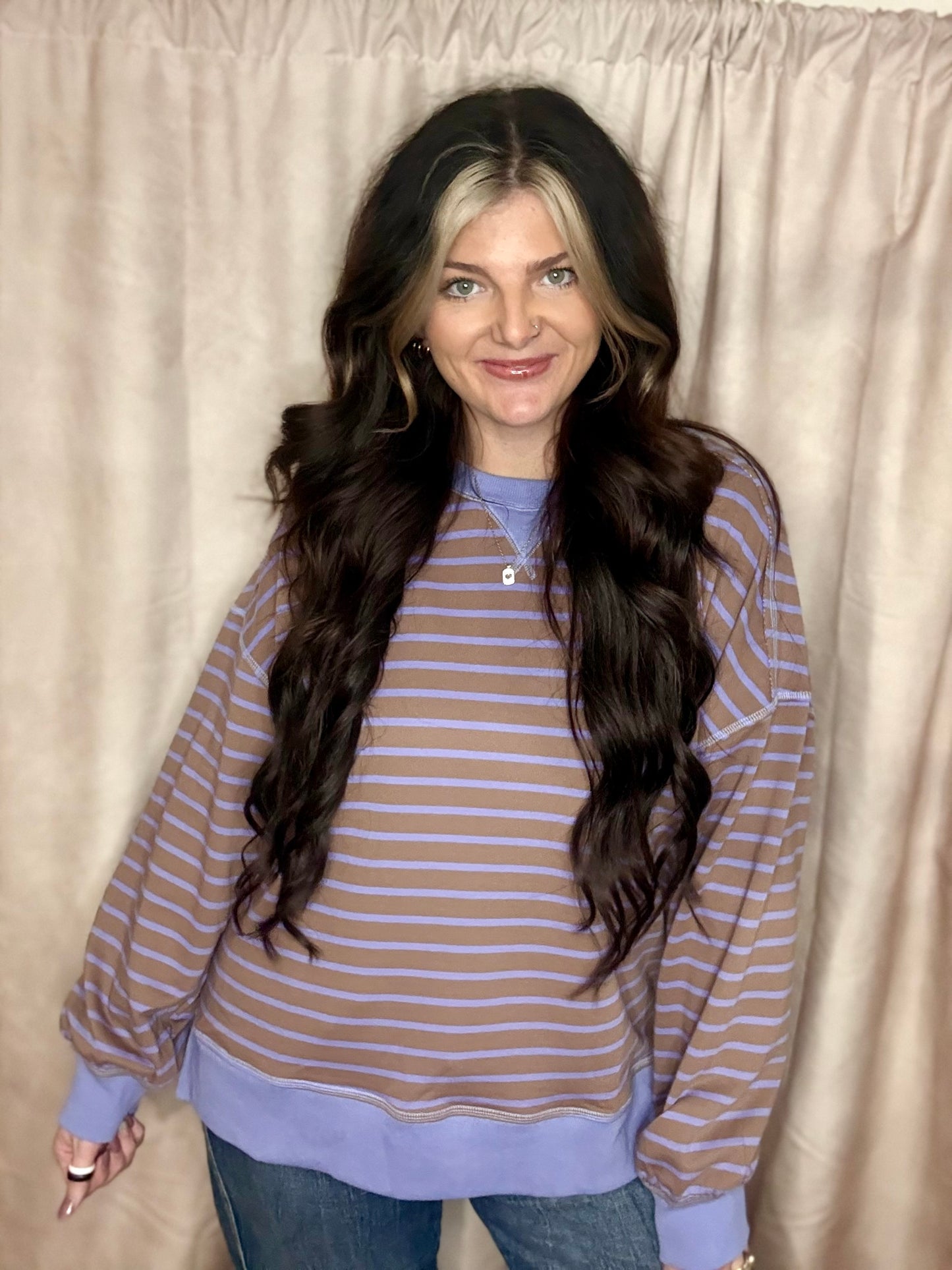 Mocha/Lavender Comfy Oversized Top