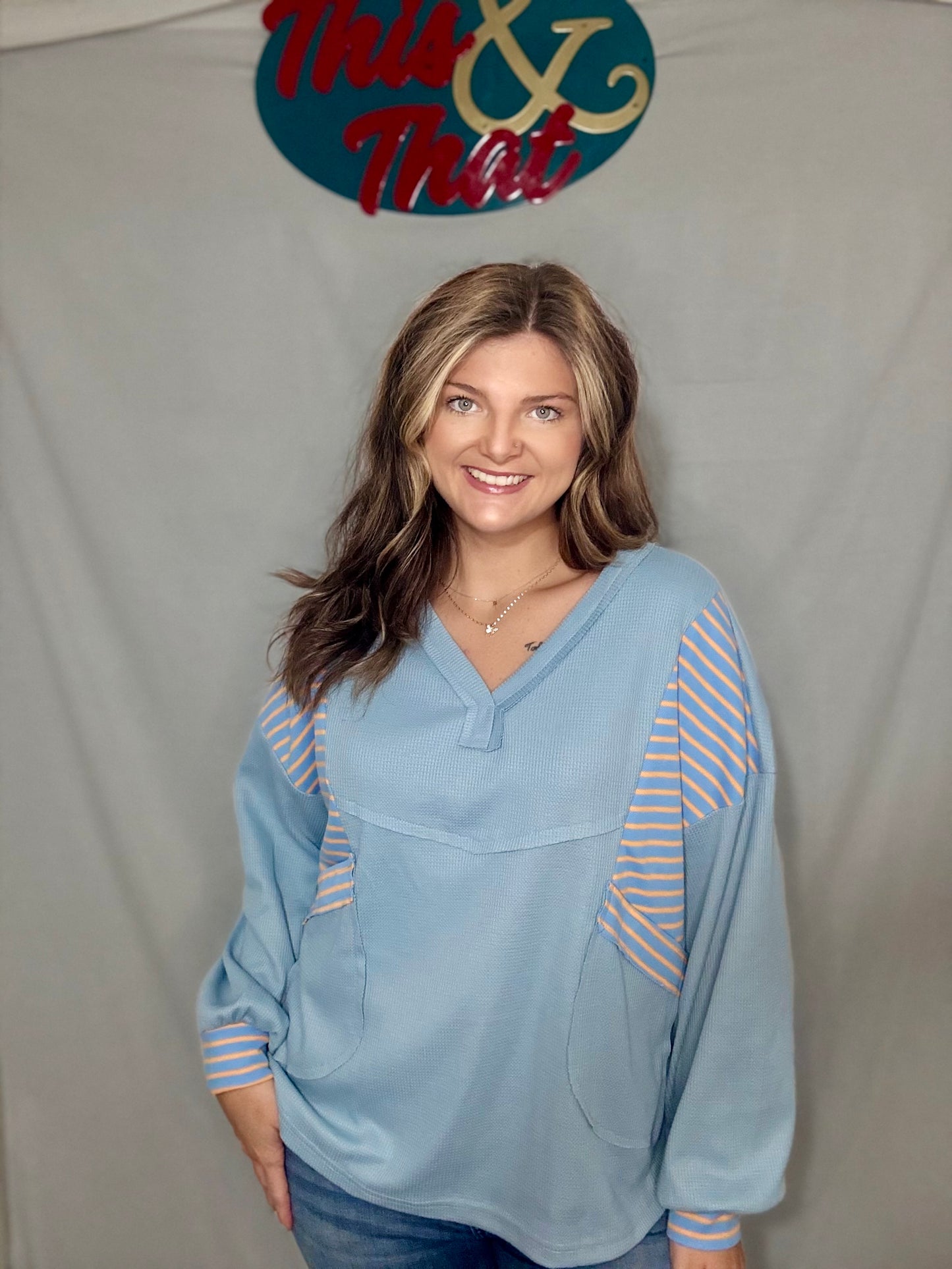 Dusk Blue Exposed Seam Baggy Pullover