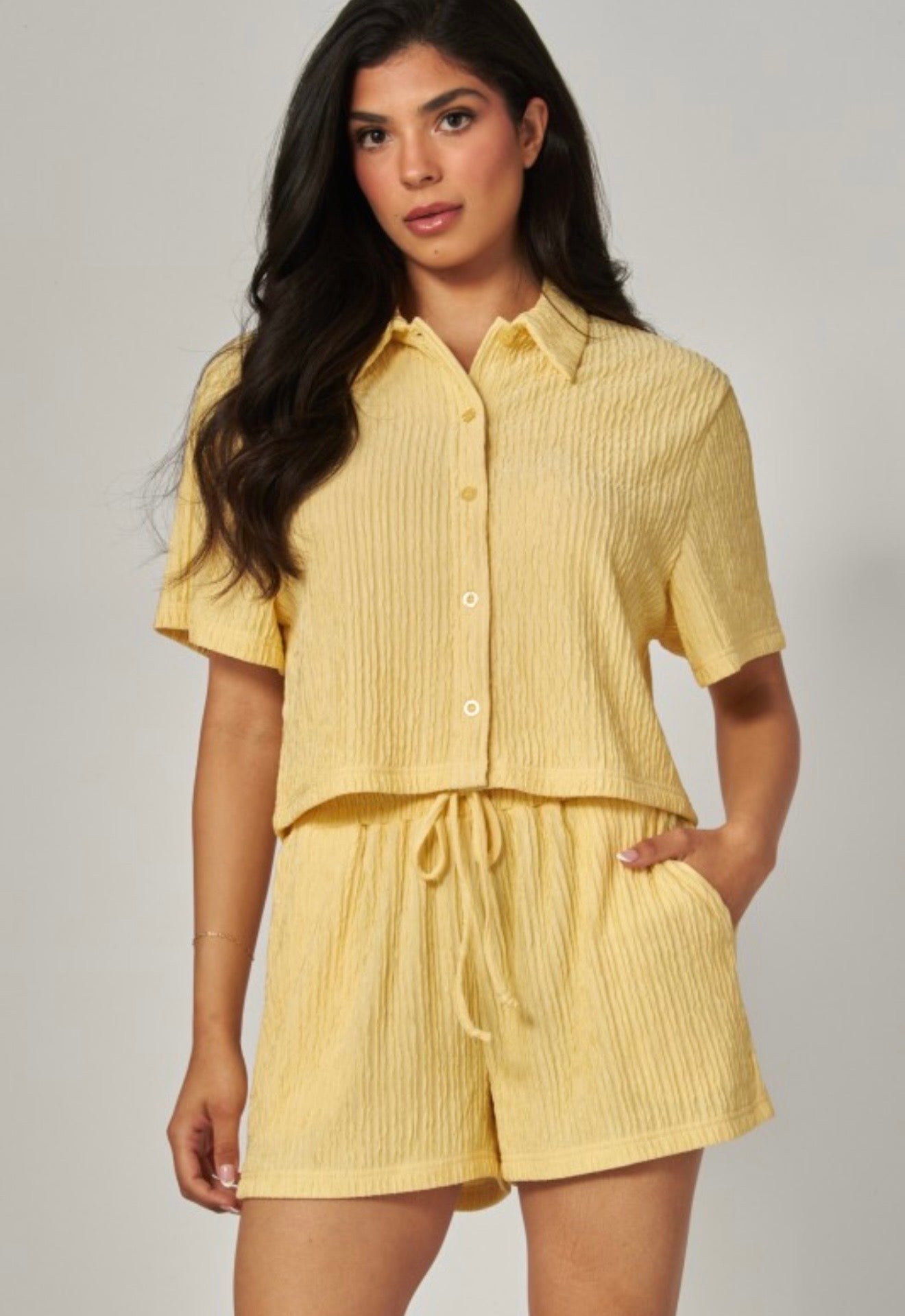 French Vanilla Crinkle Short Set