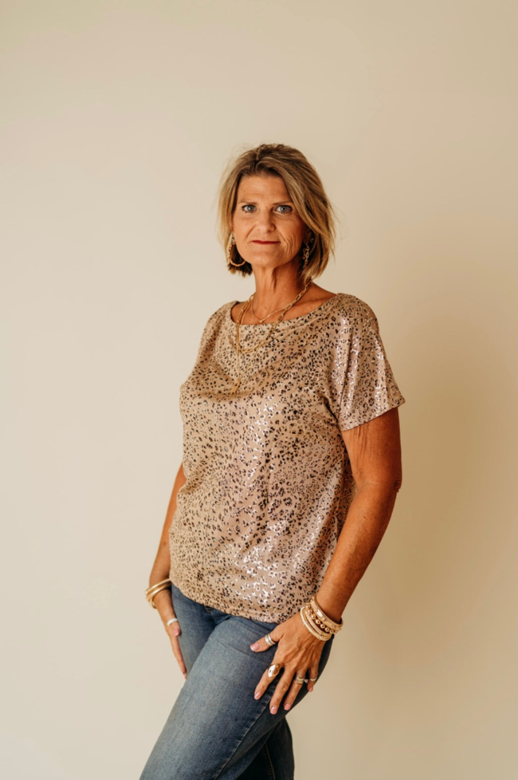 Shimmer Leopard Print Top