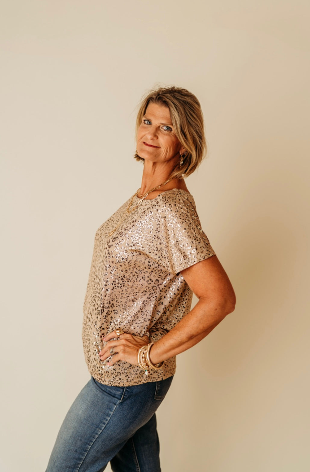 Shimmer Leopard Print Top