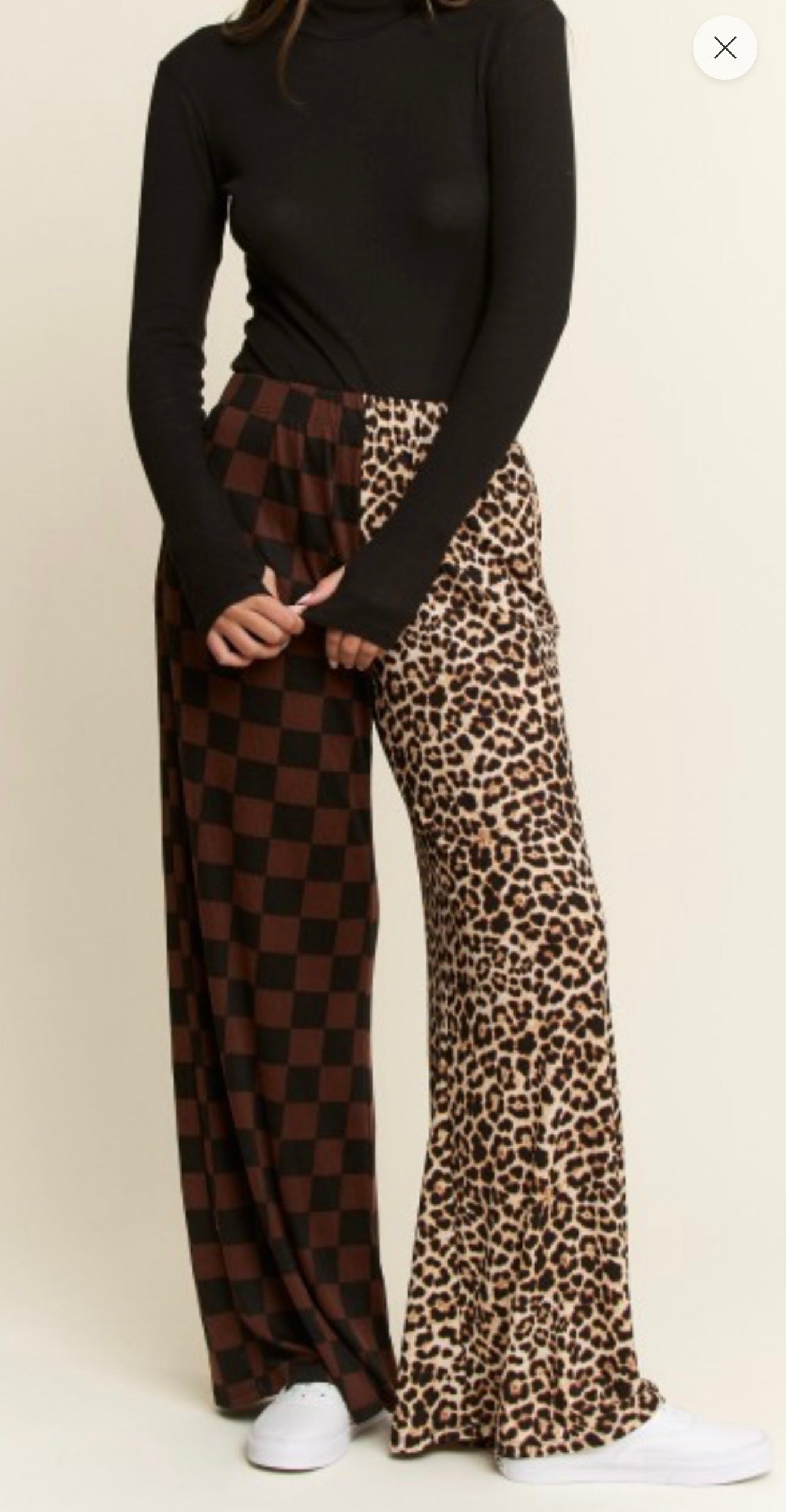 Split Leopard/Checkered Pants