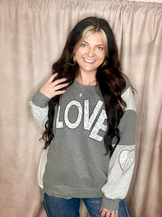 LOVE Patchwork Graphic Sweatshirt