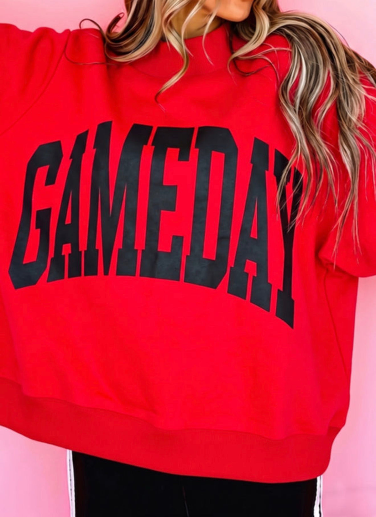 Reversible Red Checkered/Gameday Sweatshirt