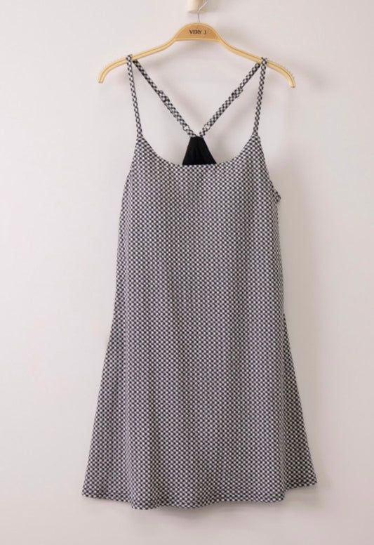 Black Checkered Knit Tennis Romper