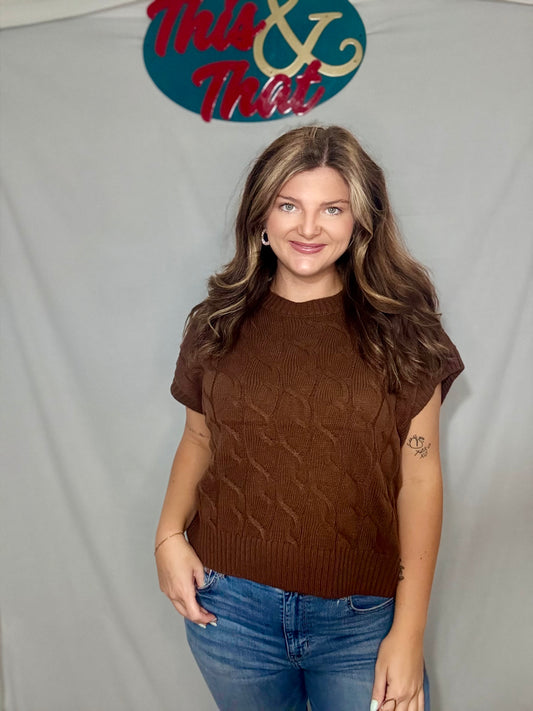 Chestnut Sleeveless Oversized Sweater Knit Top