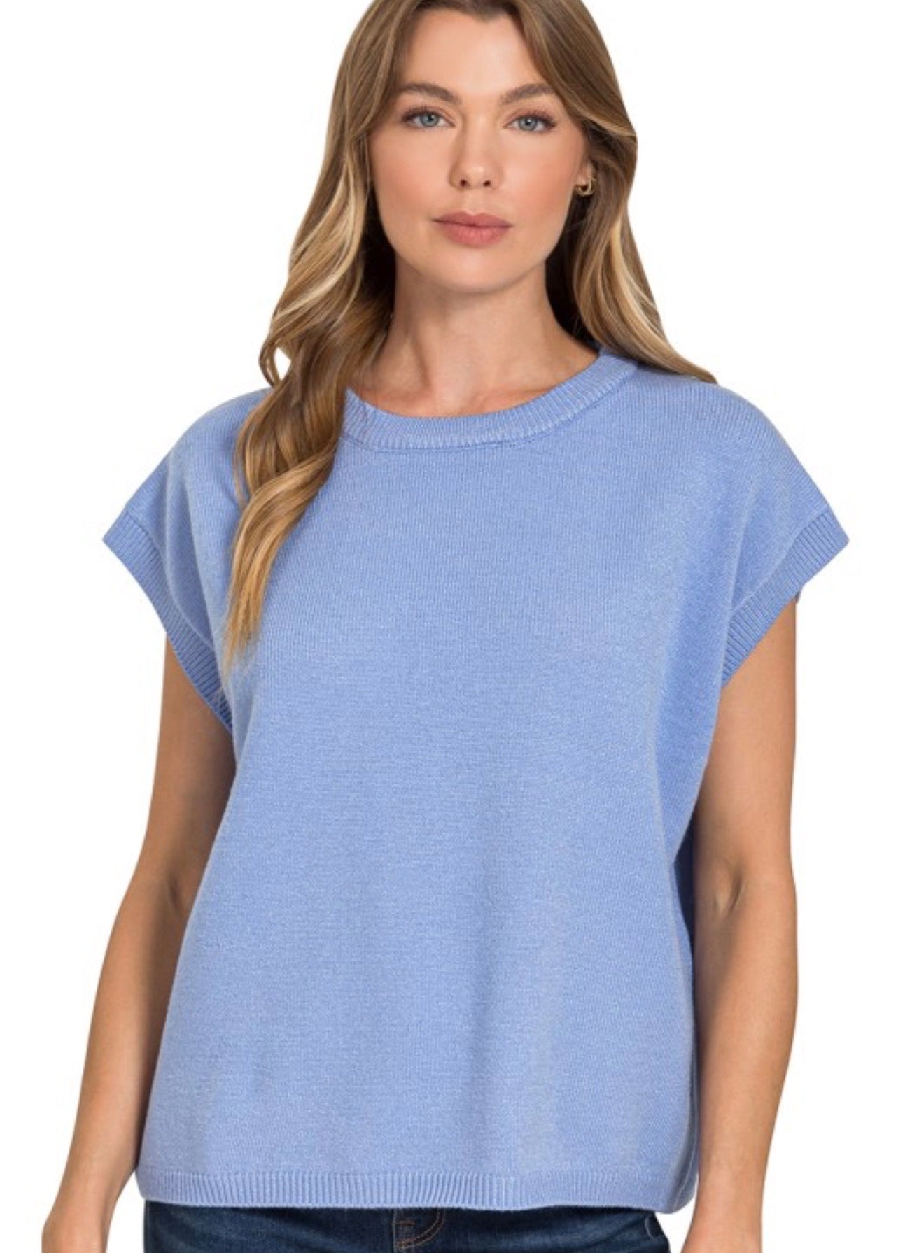 Cornflower Blue Sweater Vest Top