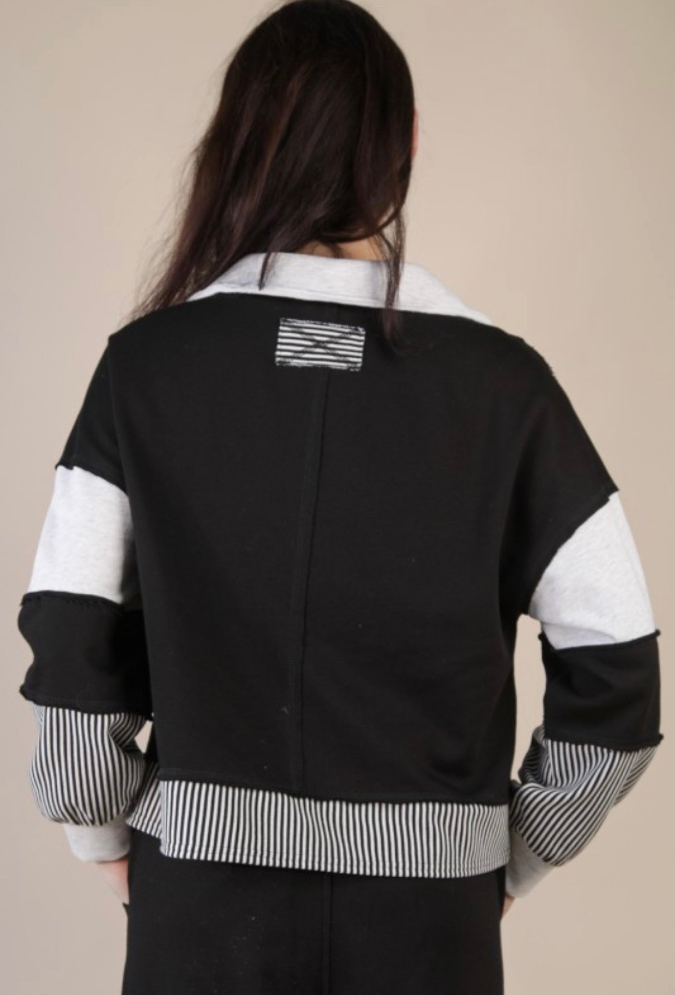 Black Color Block Top/Pants Set