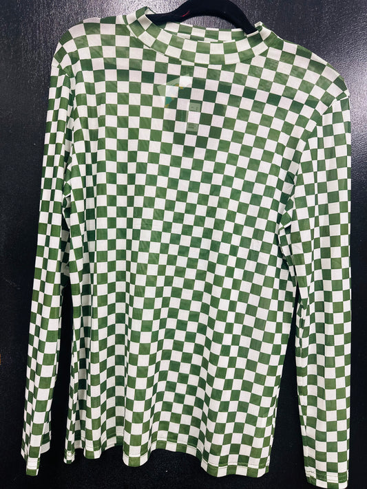 Green checkered mesh top