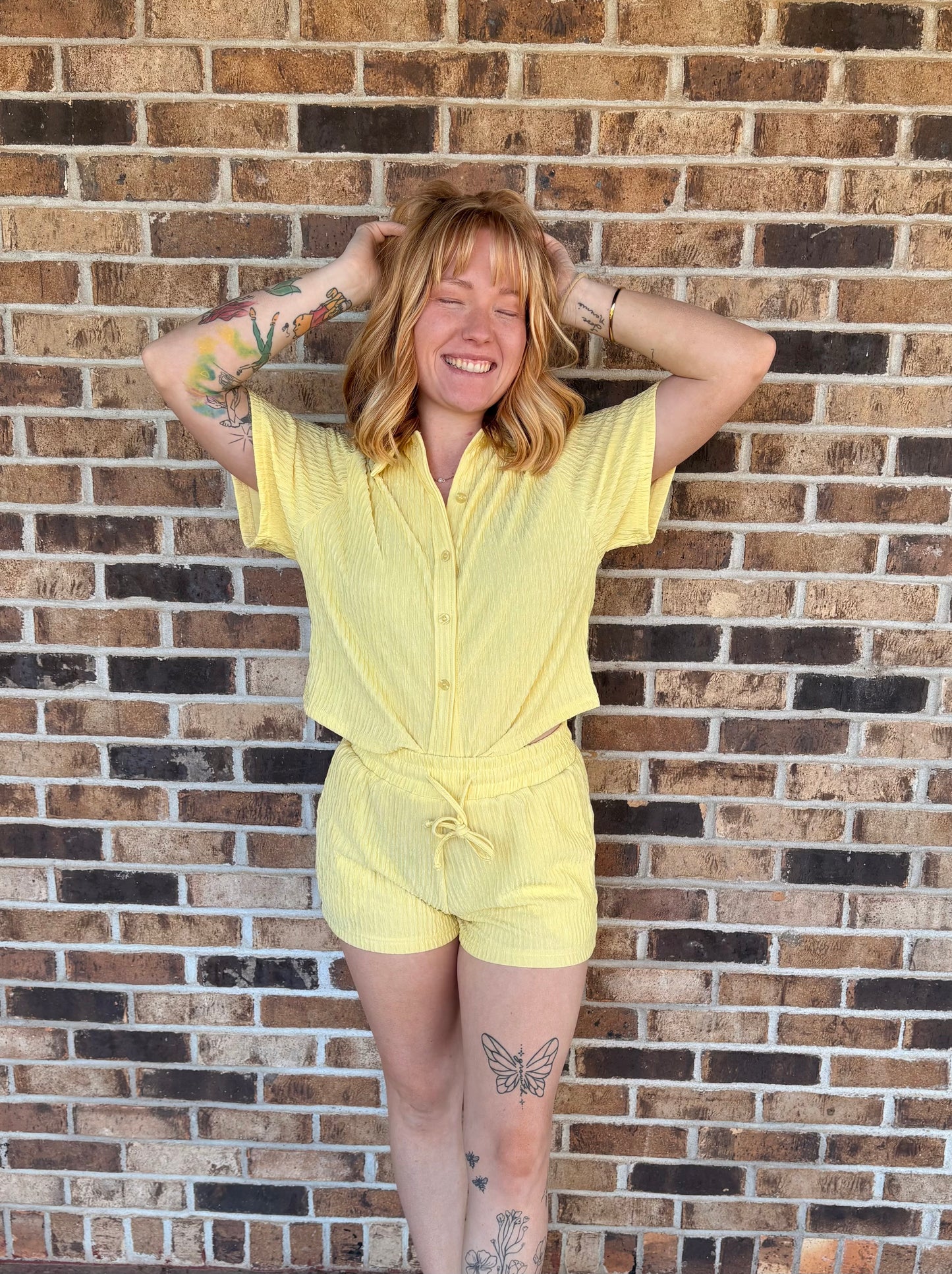 French Vanilla Crinkle Short Set