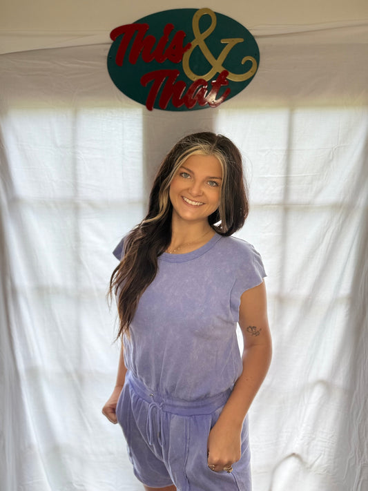 Washed Knit Romper w/cutout back
