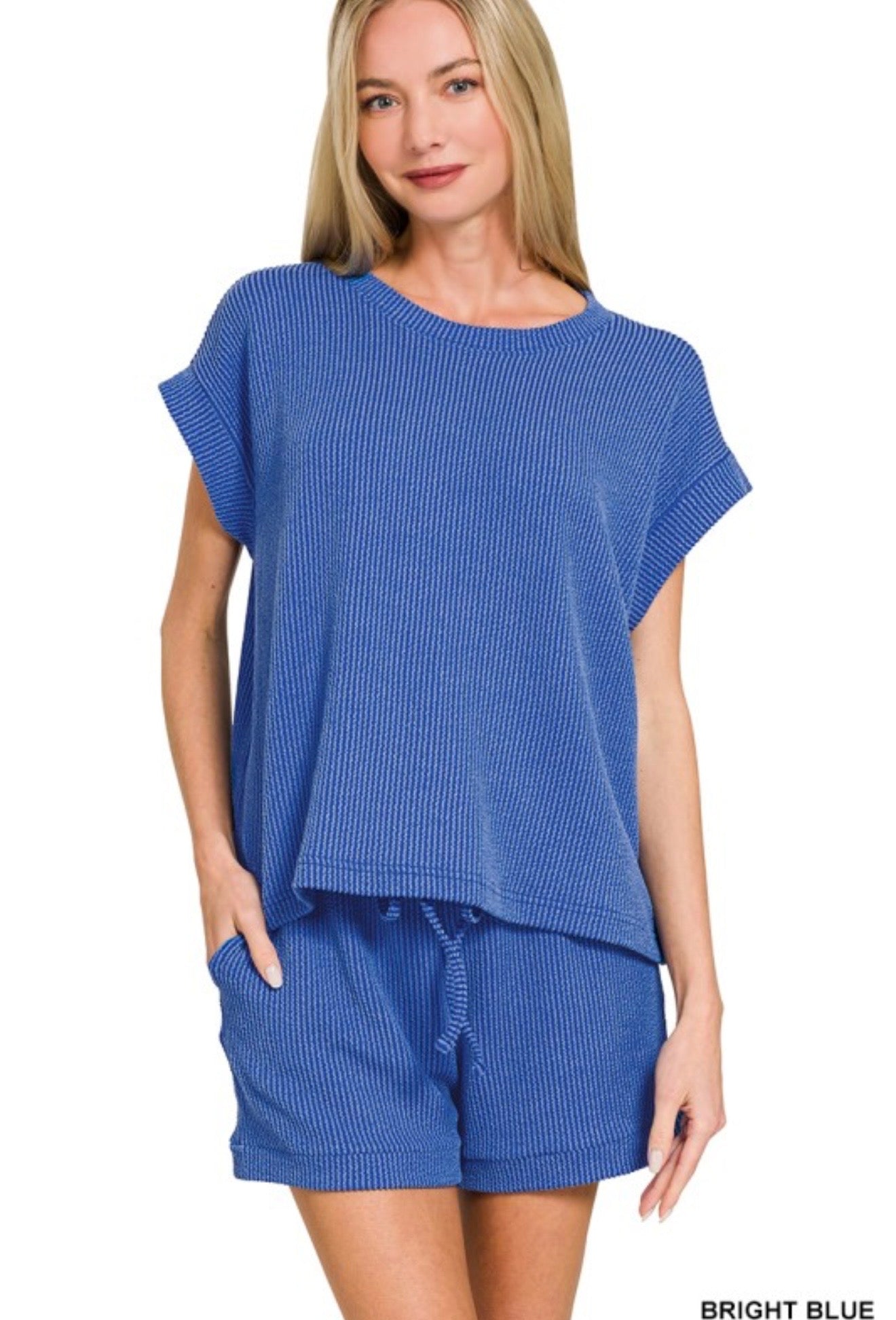 Bright Blue Ribbed Set