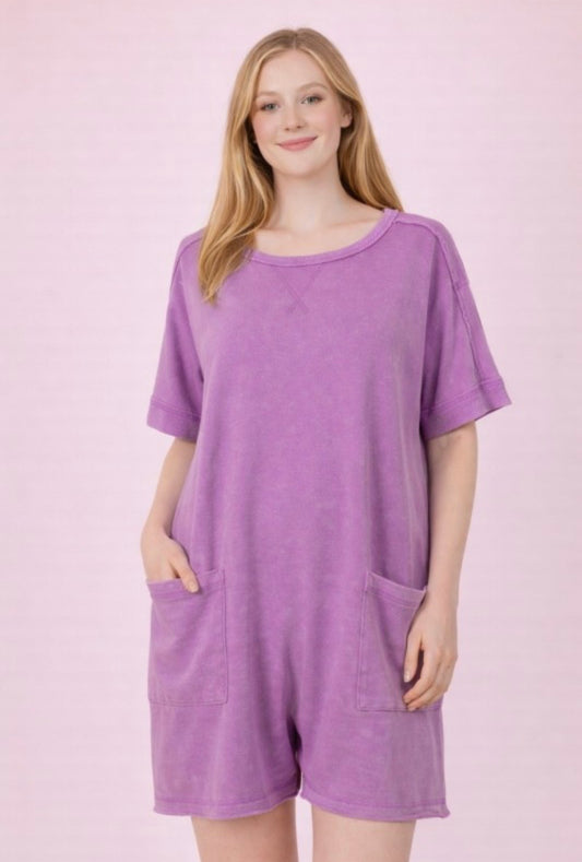 Orchid Mineral Washed Romper