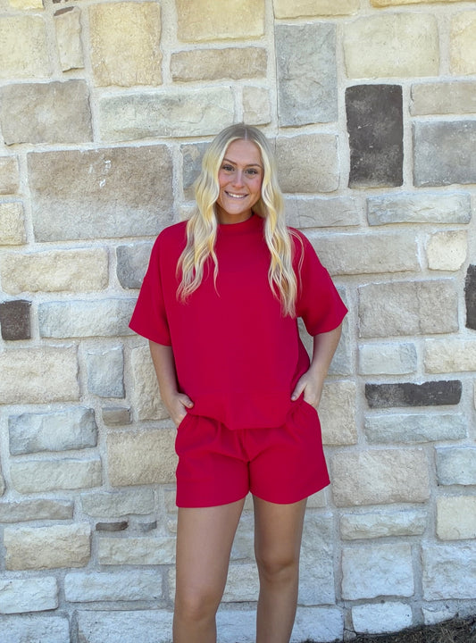 Red Ribbed Set