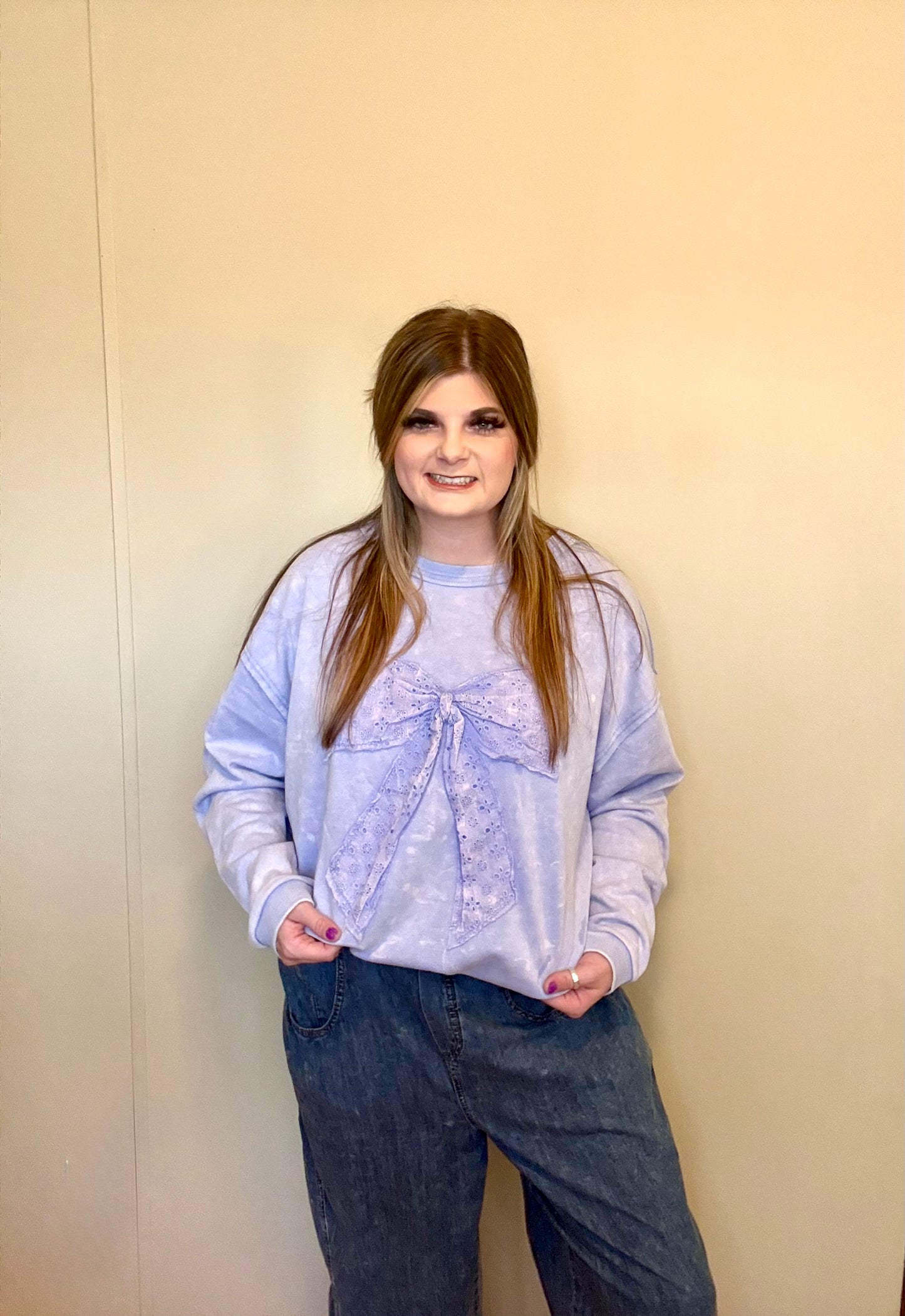 Lavender Whimsy Bow Sweatshirt