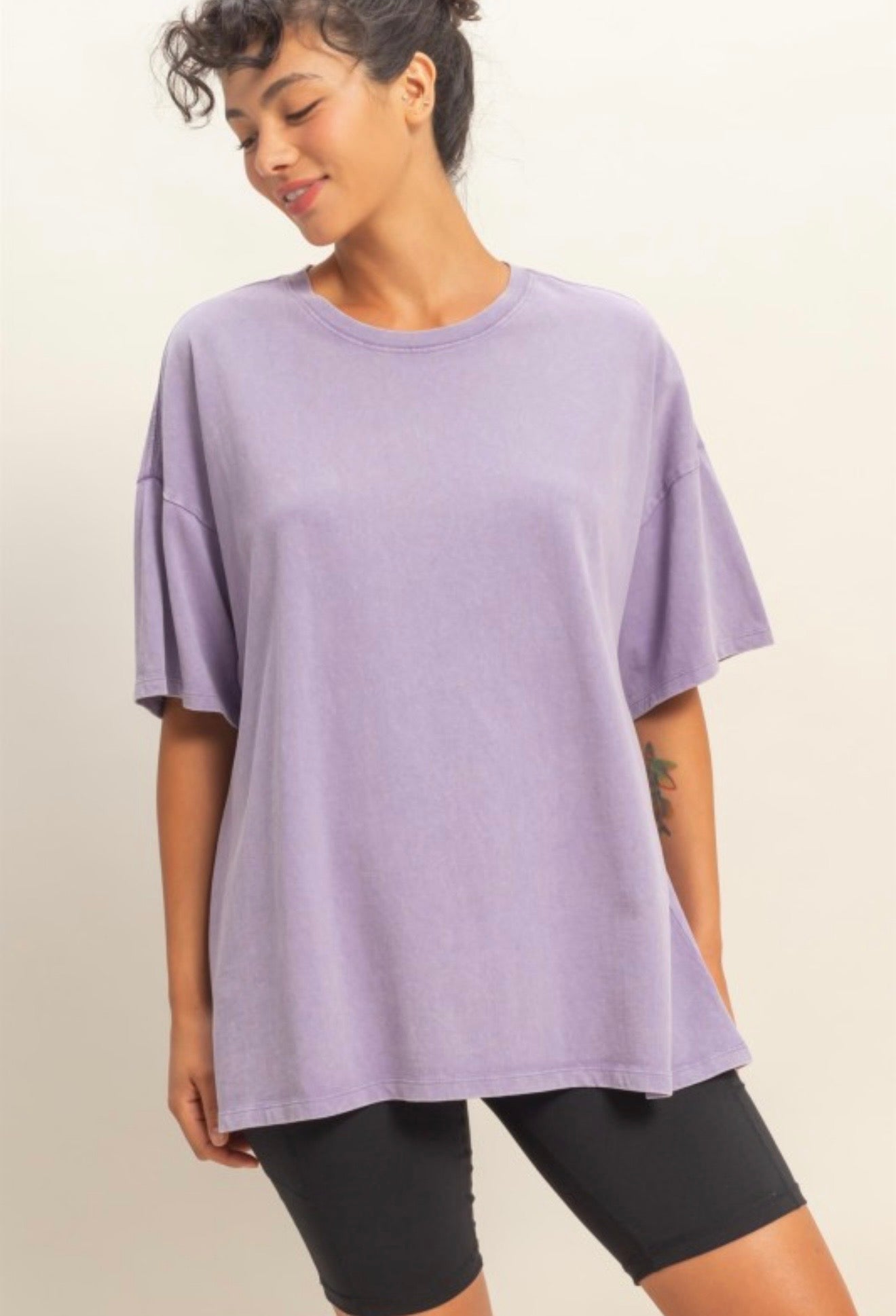 Dusty Purple Oversized Washed Tee