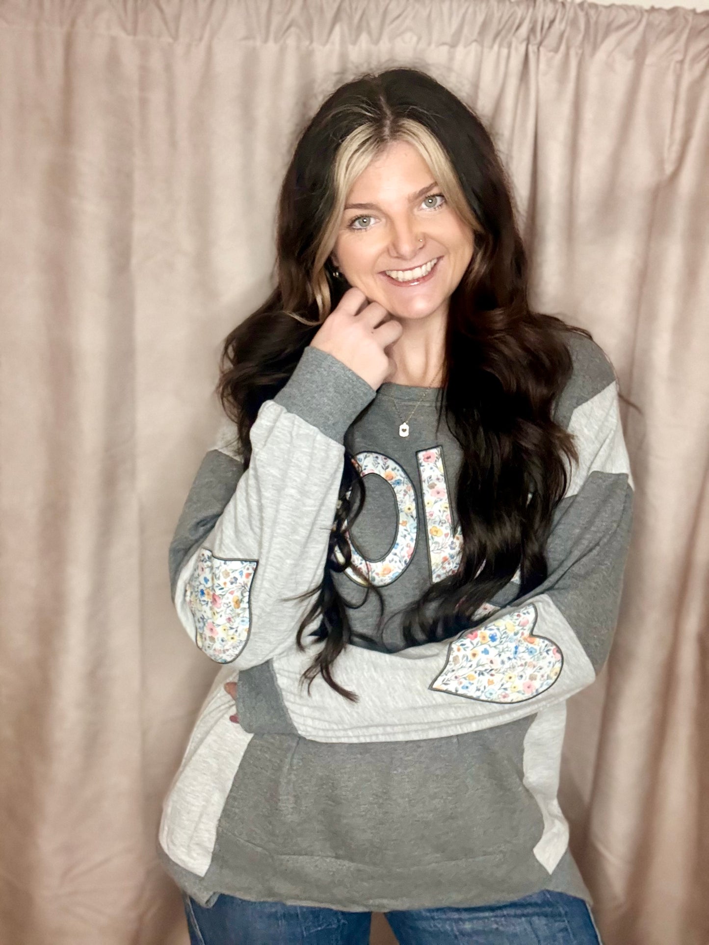 LOVE Patchwork Graphic Sweatshirt