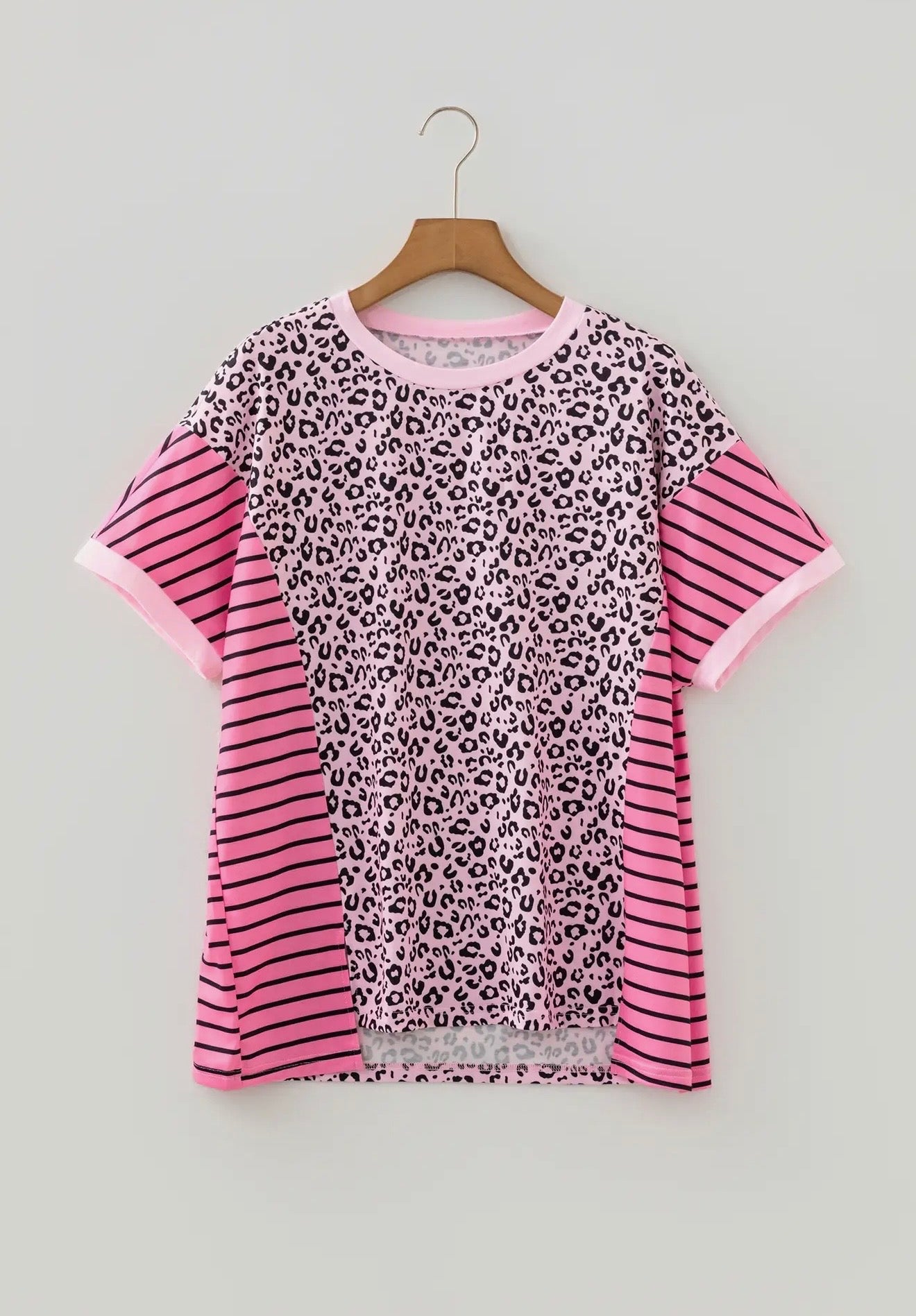 Pink Stripe/Leopard Oversized Top
