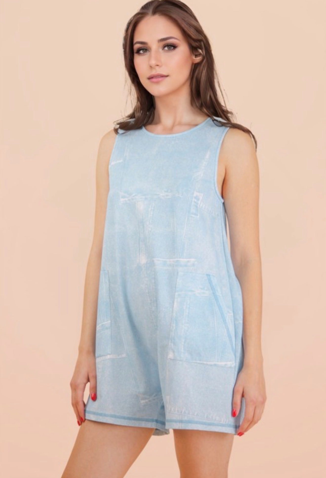 Blue Washed Casual Romper