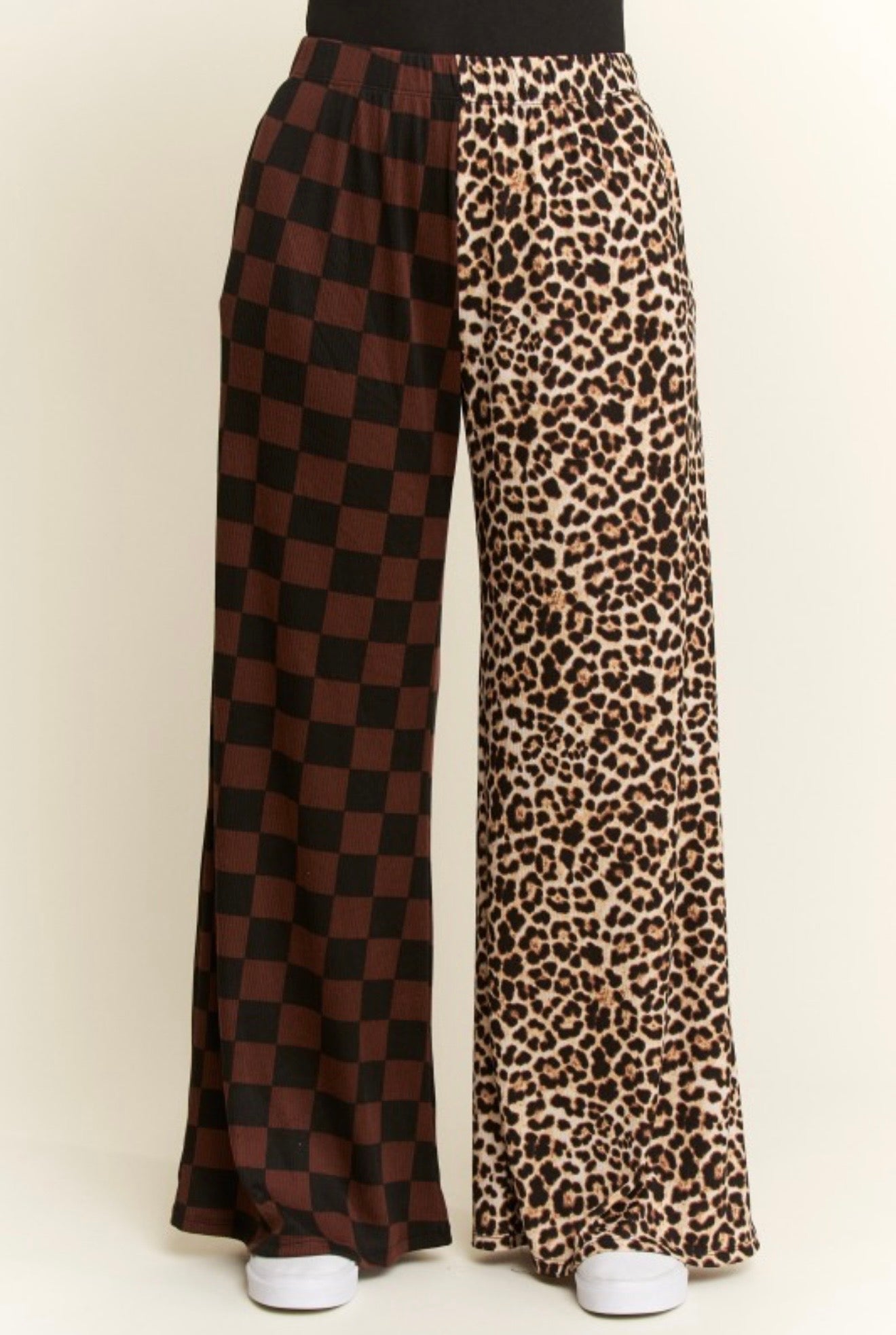 Split Leopard/Checkered Pants