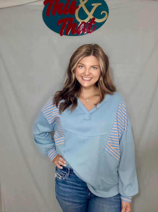 Dusk Blue Exposed Seam Baggy Pullover