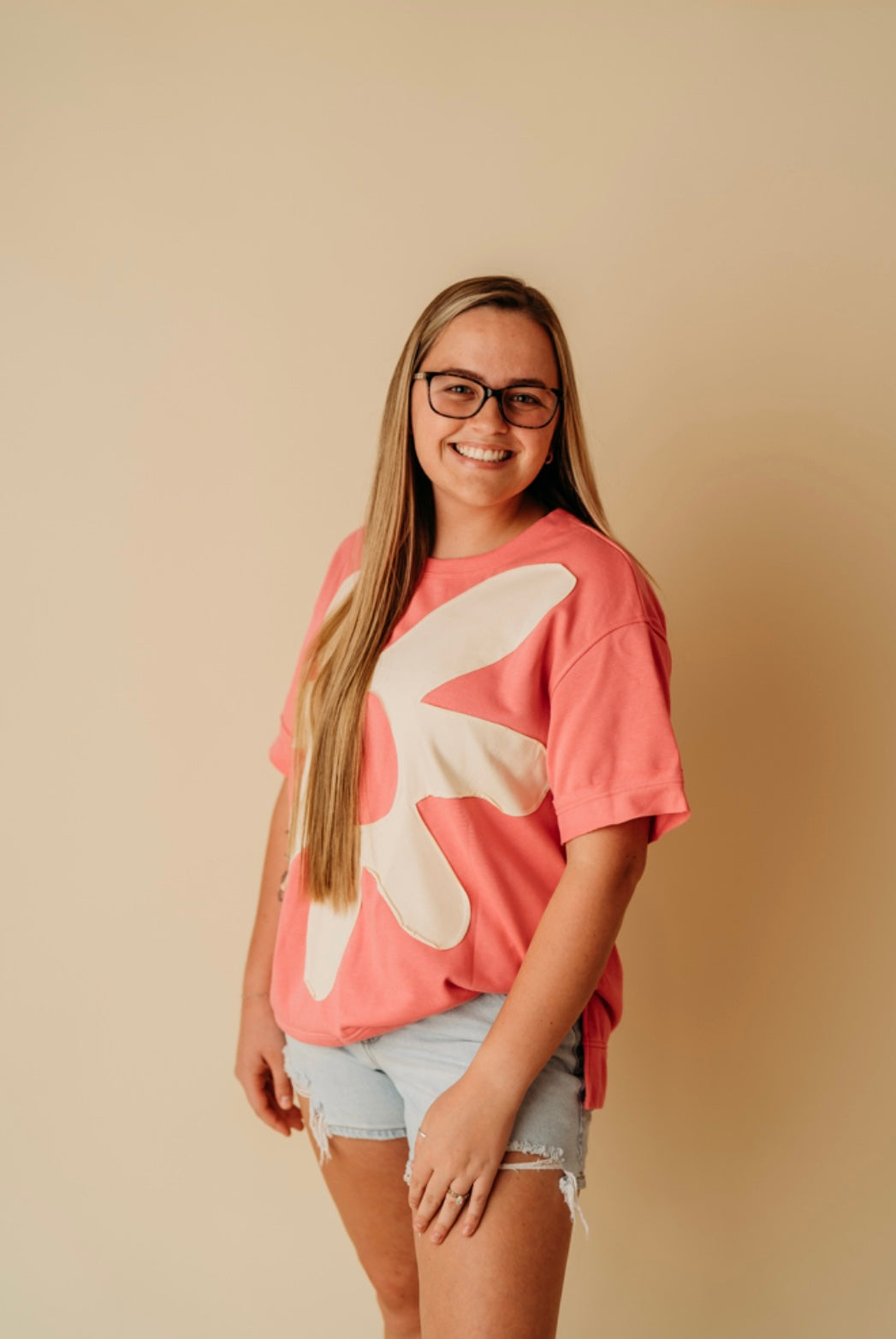 Pink Flower Oversized Top
