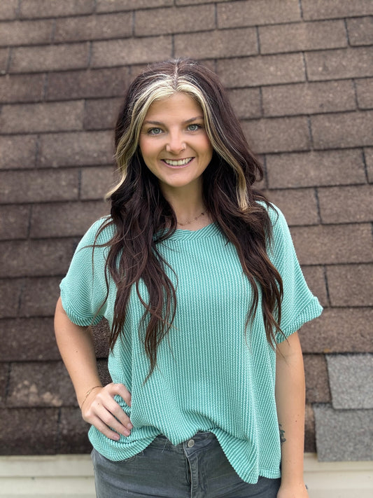 Light Jade ribbed top