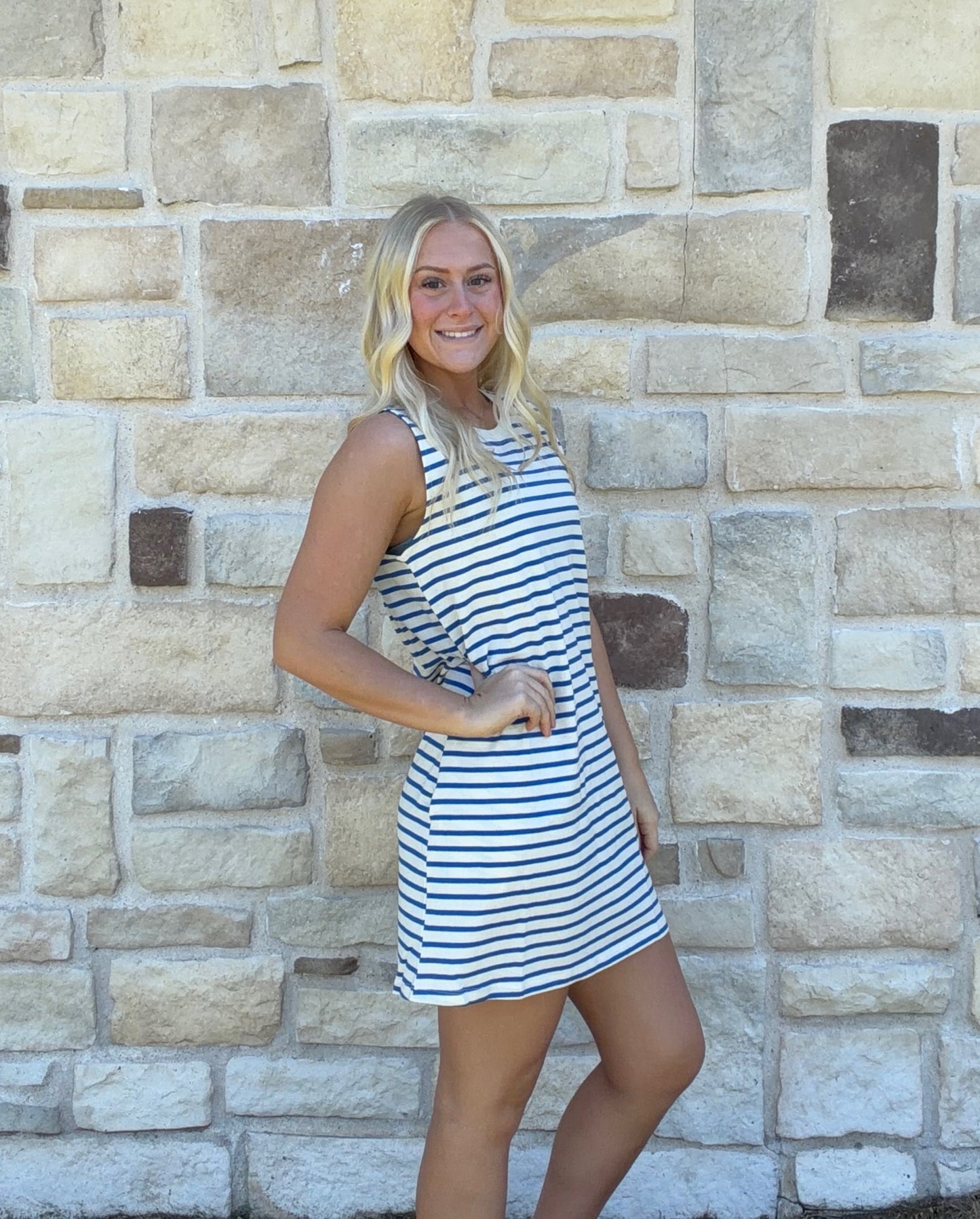 Blue Stipe Mini Dress
