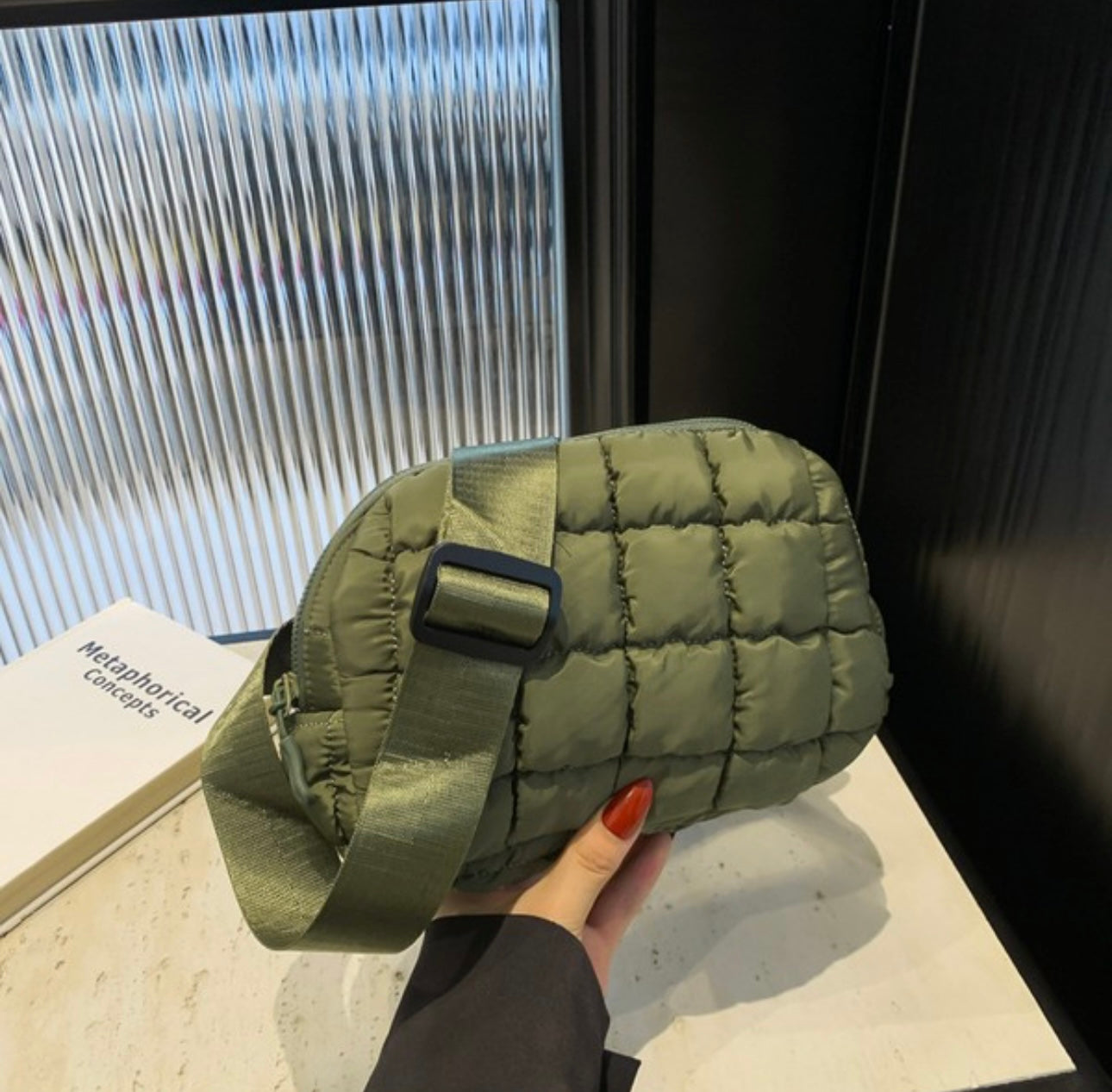 Olive Puffer Quilted Fanny Pack