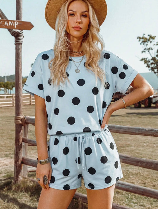 Blue Polka Dot Top/Short Set