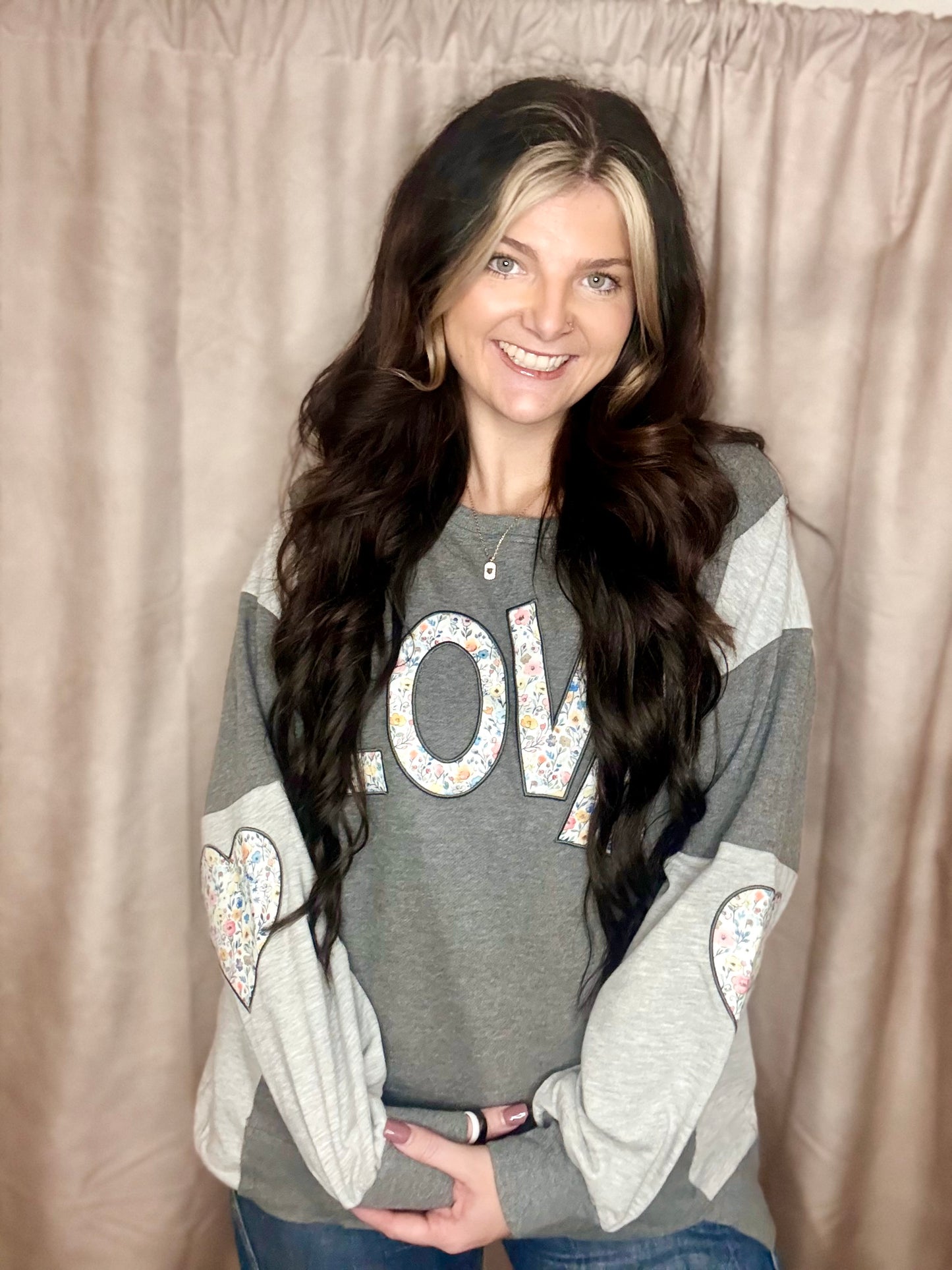 LOVE Patchwork Graphic Sweatshirt