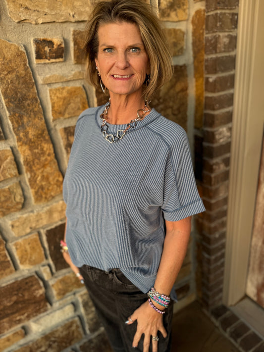 Dusk Blue ribbed top