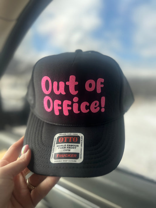 Out Of Office Glitter trucker hat