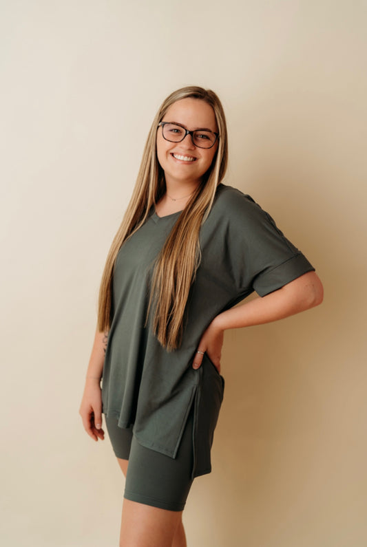 Ash Jade Top/Biker short set