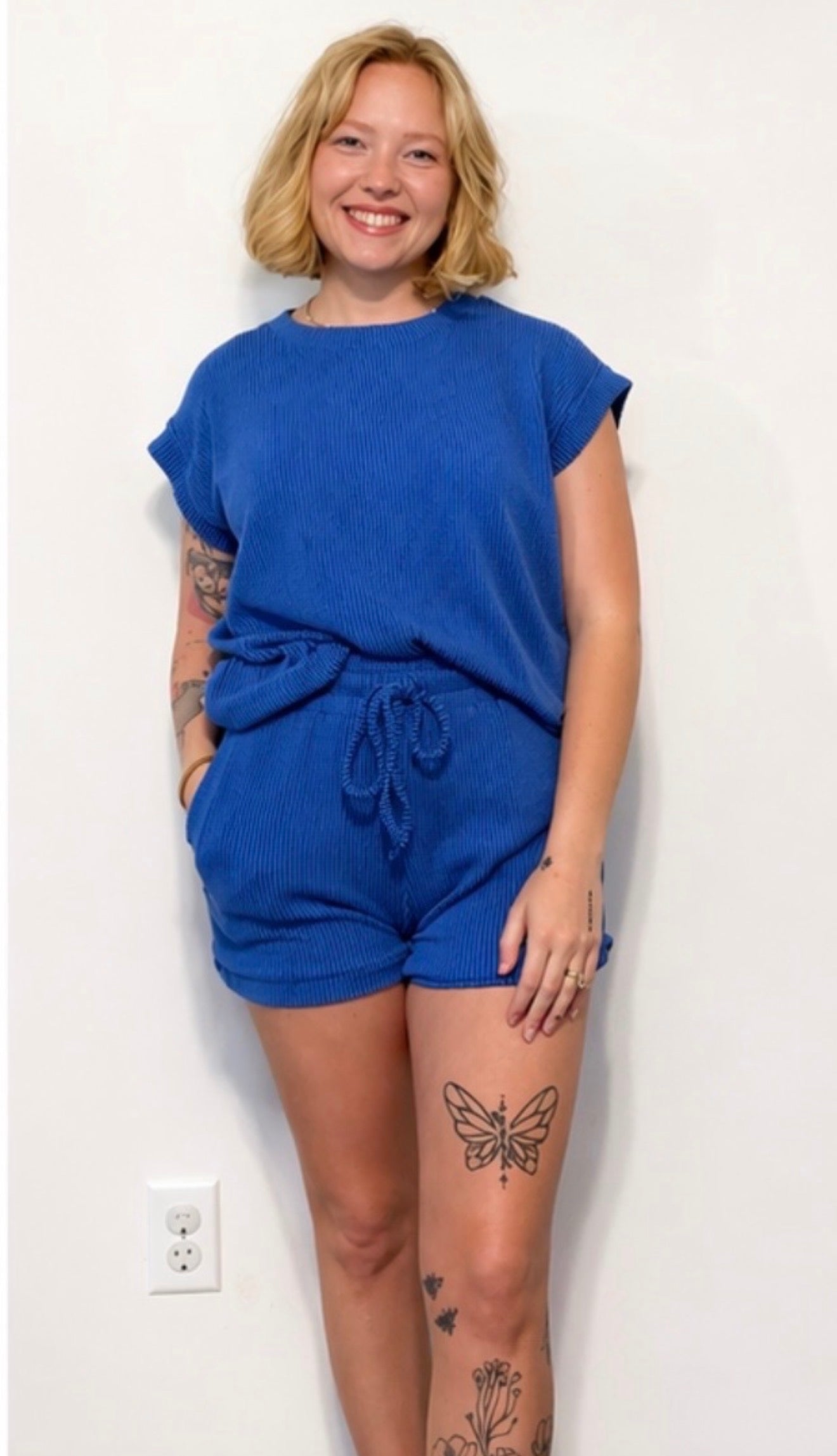 Bright Blue Ribbed Set