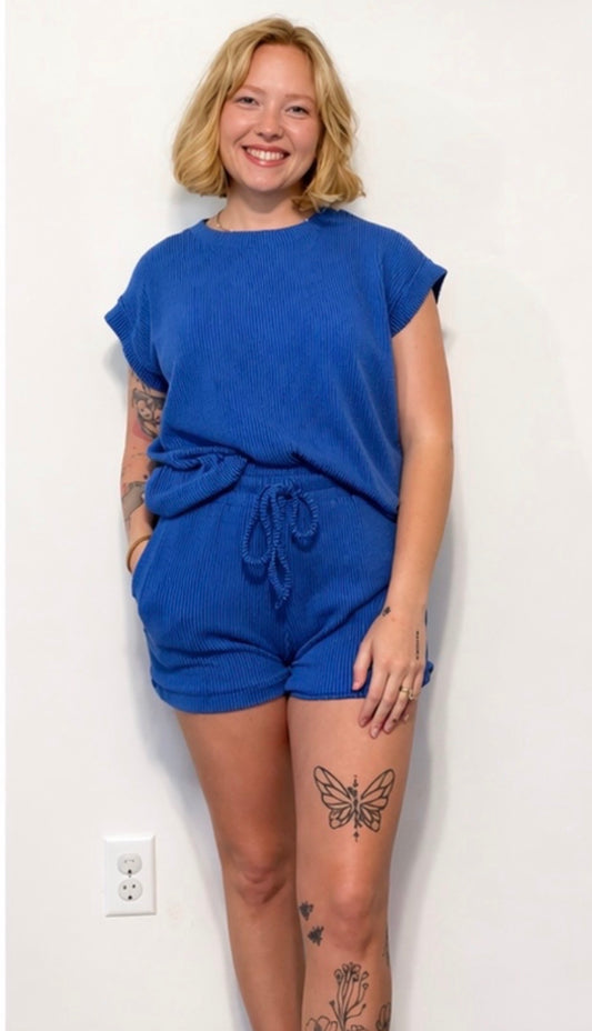 Bright Blue Ribbed Set