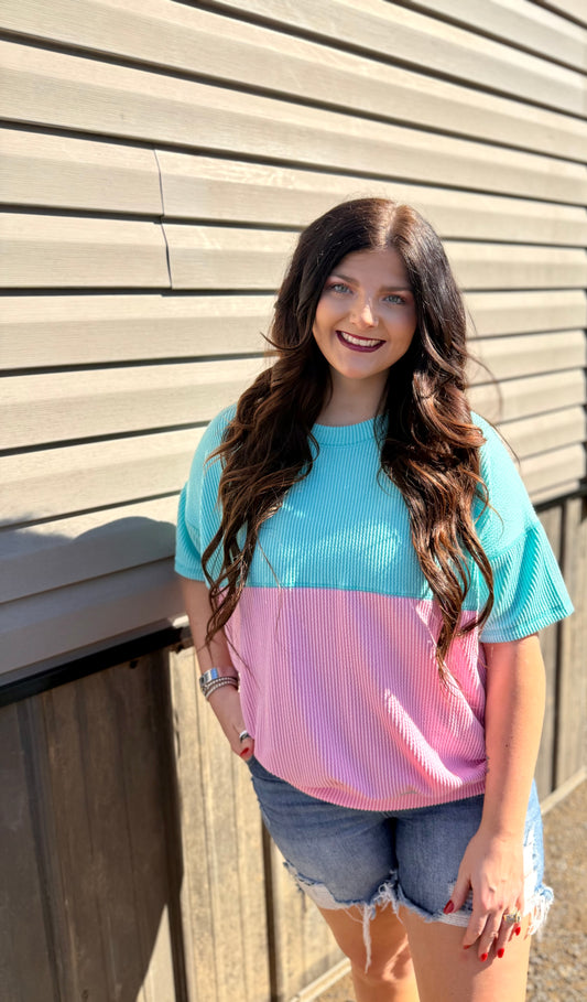 Cotton Candy Ribbed Top