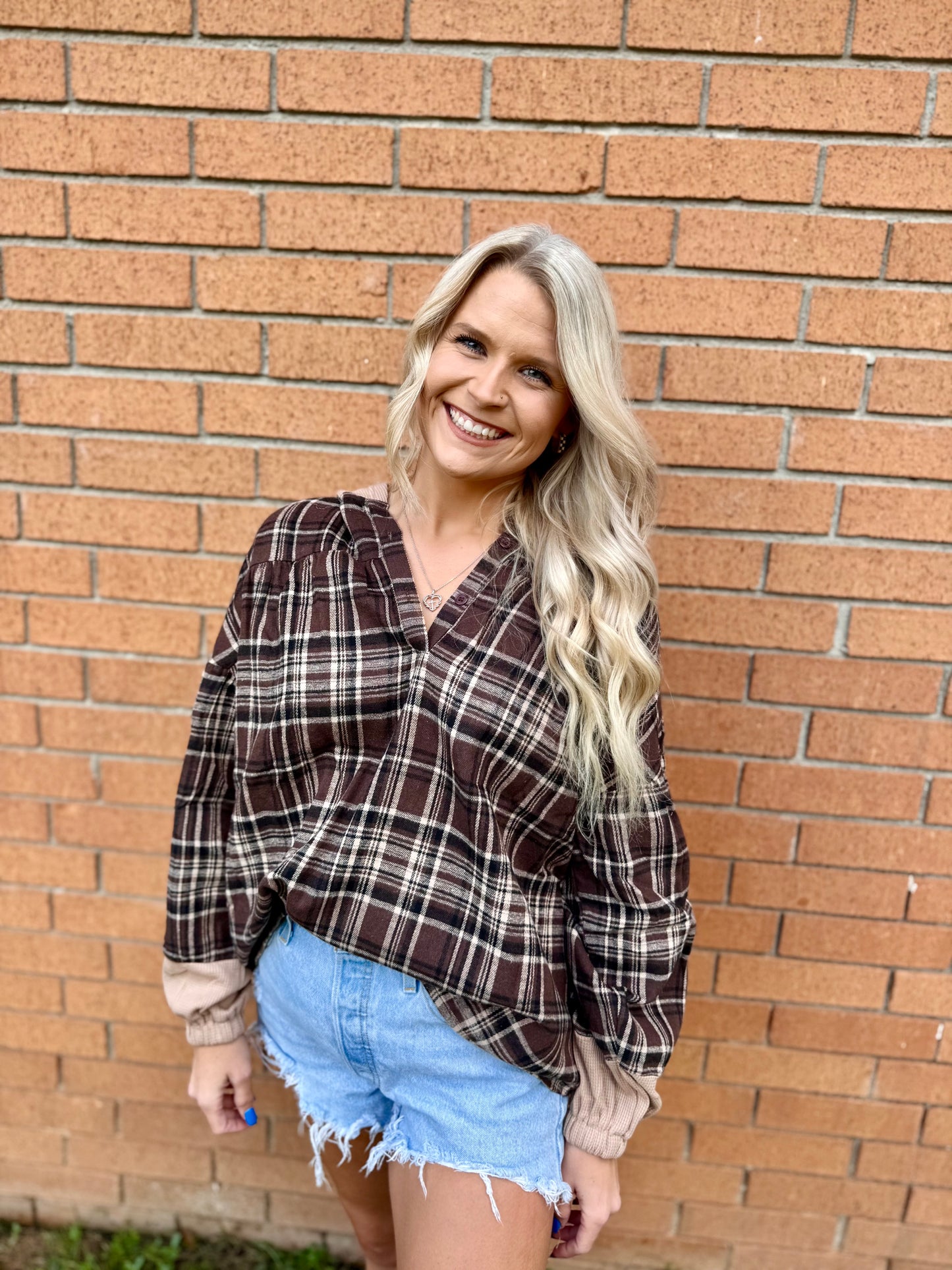 Brown Plaid Hooded Flannel